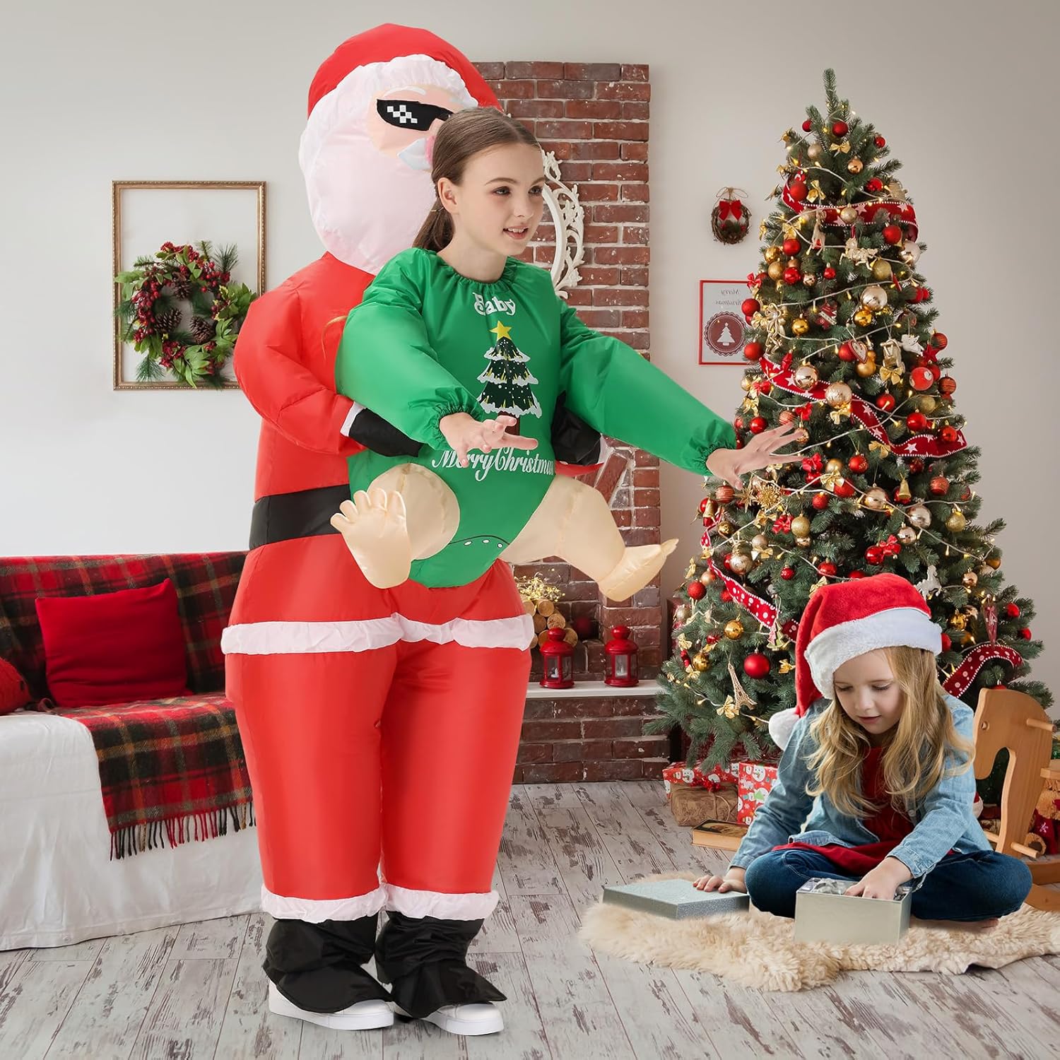Inflatable Santa Costume for Kids,Santa Claus Blow Up Costumes Christmas Inflatable Costume for Girls Boys Halloween Christmas Suit Cosplay - Image 5