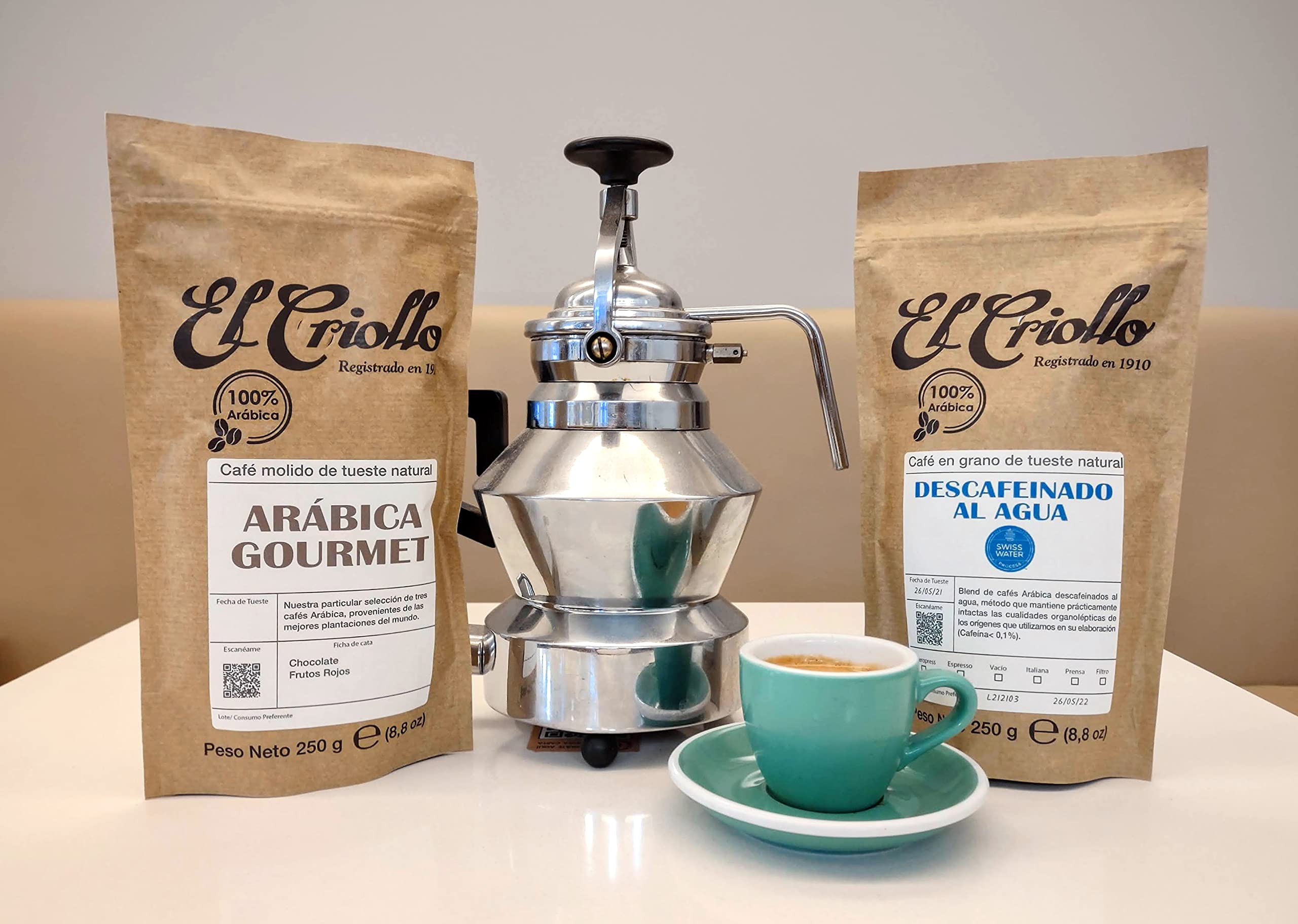 Caffè Arabica Gourmet IN GRANI - El Criollo® | Miscela Arabica tostata naturale al 100% | Caffè speciale | Confezione da 4x250gr. (1 KG)