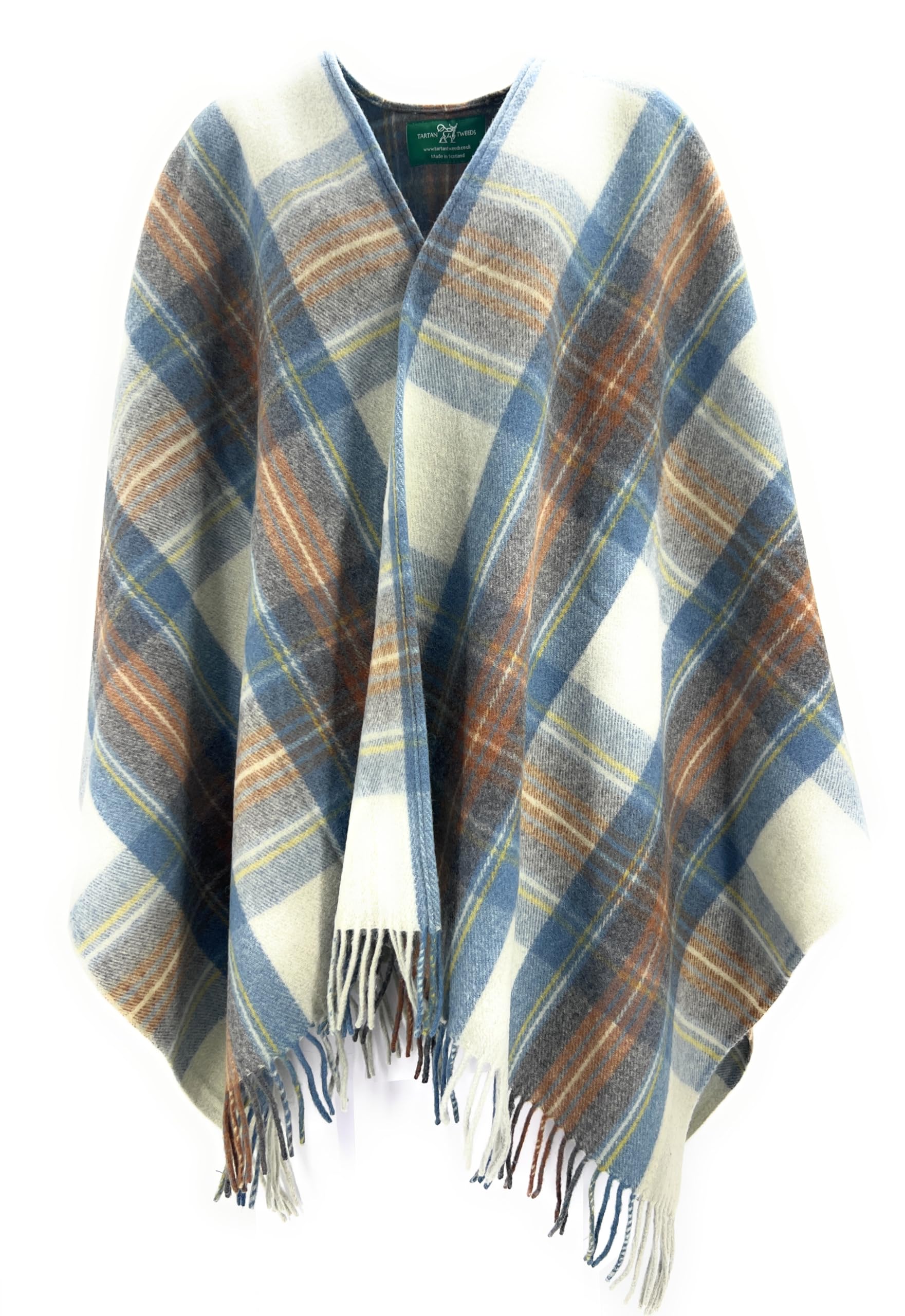 Tartan Tweeds Unisex Stewart Muted Blue Merino Wool Tartan Cape, One Size (Uk, Alpha, One Size, Regular, Regular, )