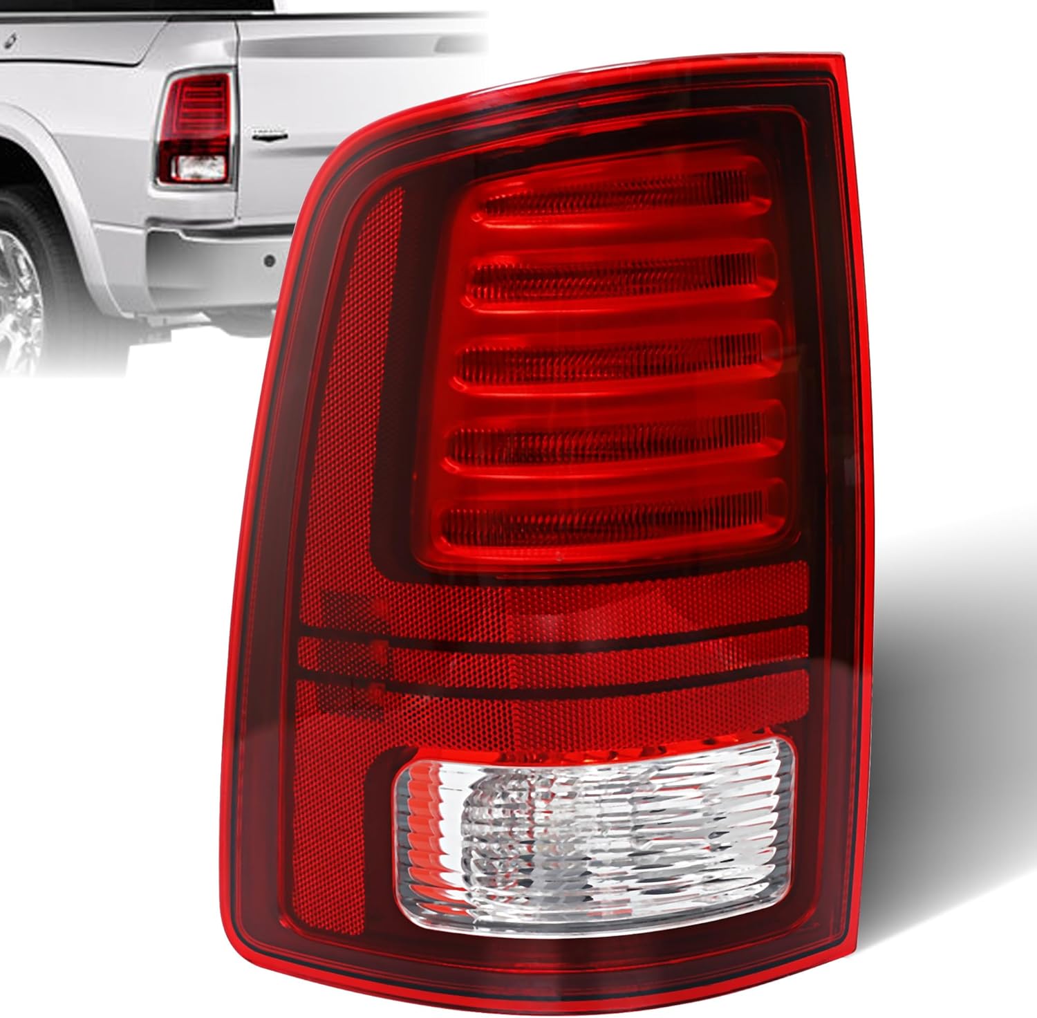 LED Tail Lights for Dodge Ram 1500 2013-2018 and Ram 2500/3500 2014-2018 - Rear Taillight Assembly Replaces for 68093081AB, 68093081AC, and CH2800202 - Tail Lamp for Driver Left Side LH
