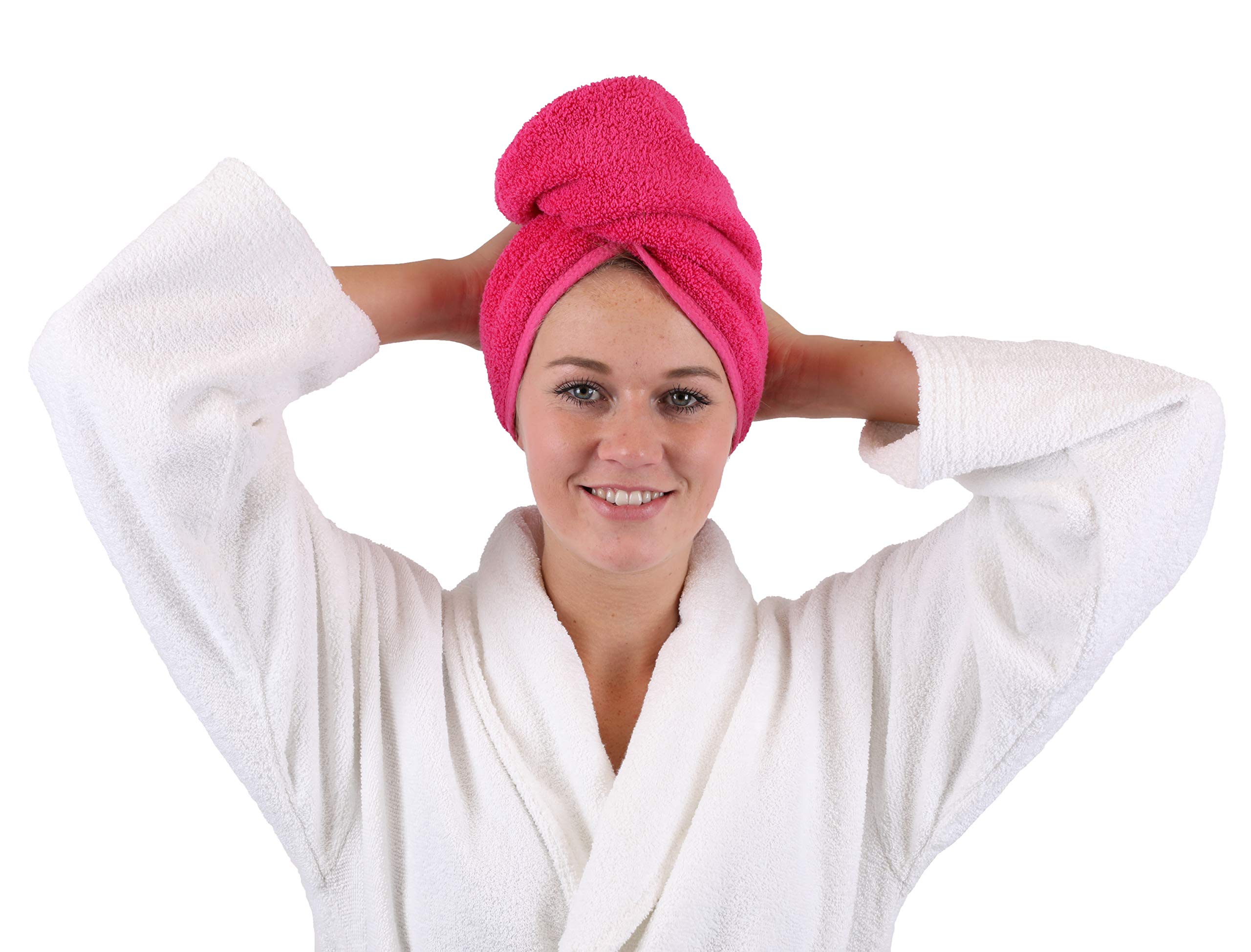 Betz Turbante Toalla para el Pelo 100% algodón Tejido de Rizo de Color Fucsia