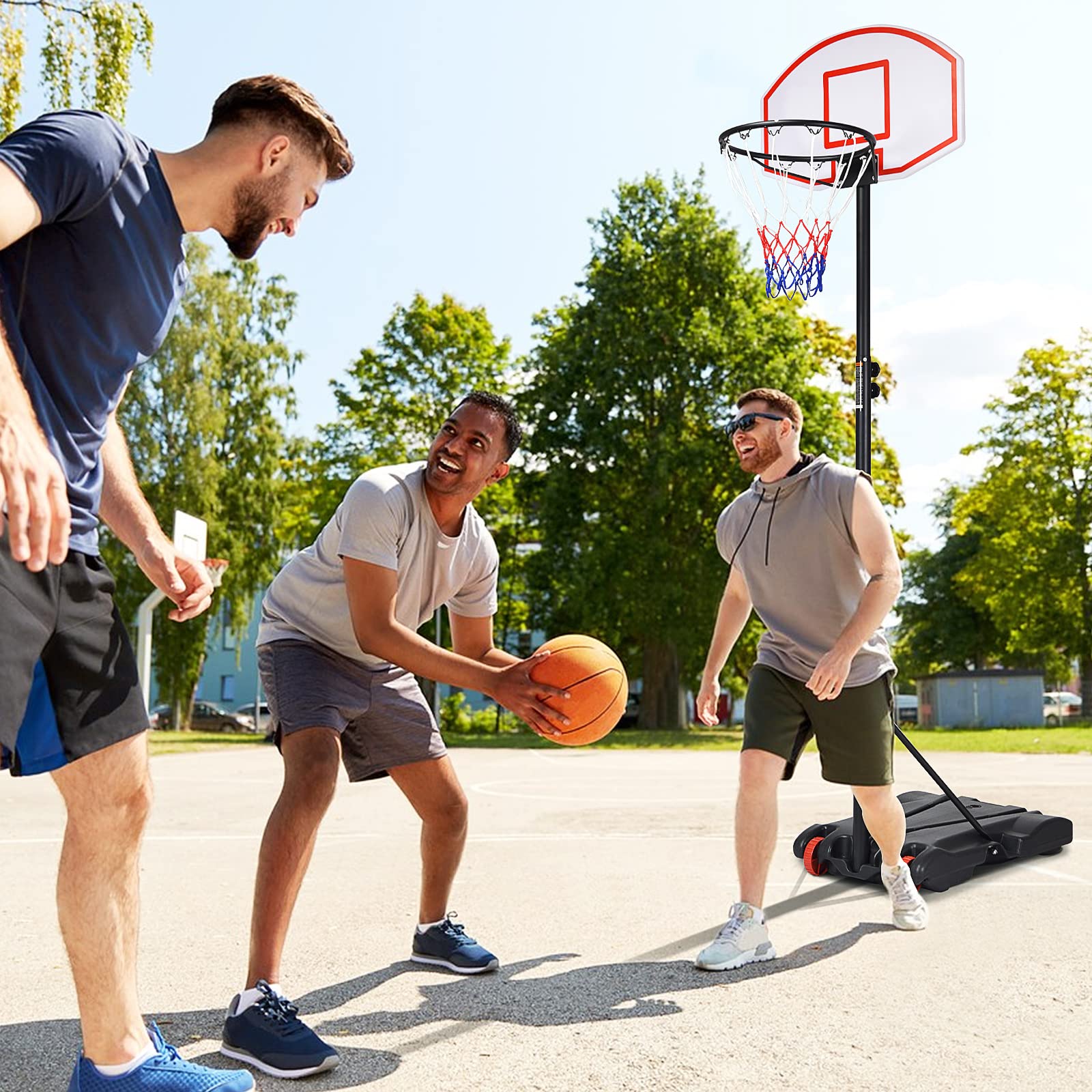 COSTWAY Canestro da Basket da Esterno Regolabile 178 e 208 cm, Canestro da Basket per Bambini con Ruote e Base Riempibile, Ideale per Interno ed Esterno
