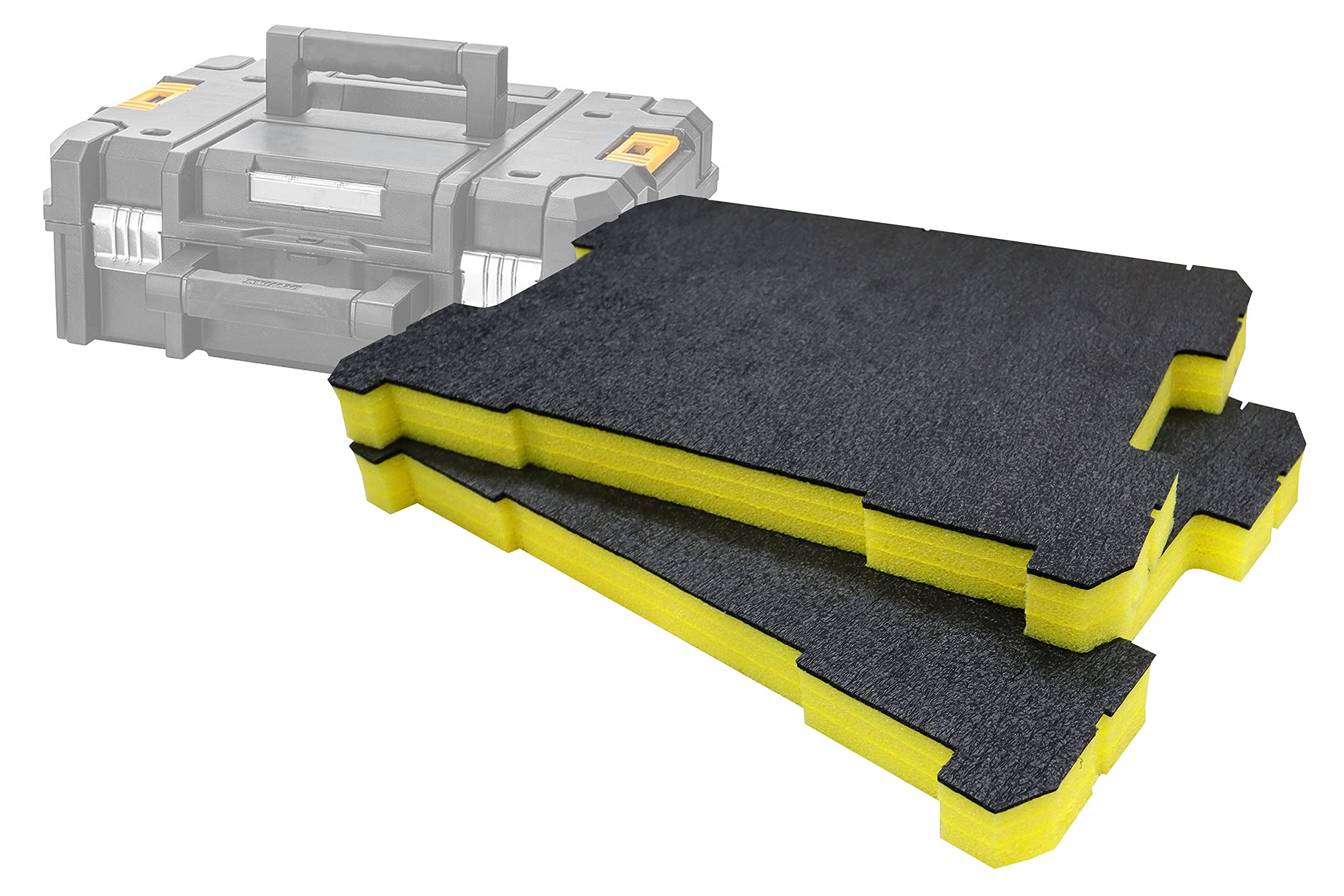 Shadow Foam Yellow Tstak/Prostack Foam Inserts [30Mm Twin Pack] Easy Peel Foam Inserts For Dewalt Tstak & Stanley Prostack Boxes