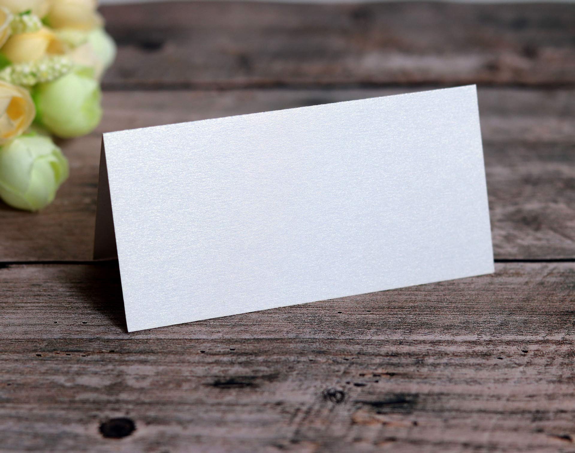 byou Segnaposto,Carte di Nome Luogo 100 Pezzi Bianco Perla Bianche Carte da Tavola er Decorazione di Matrimonio Festa 10 * 10cm