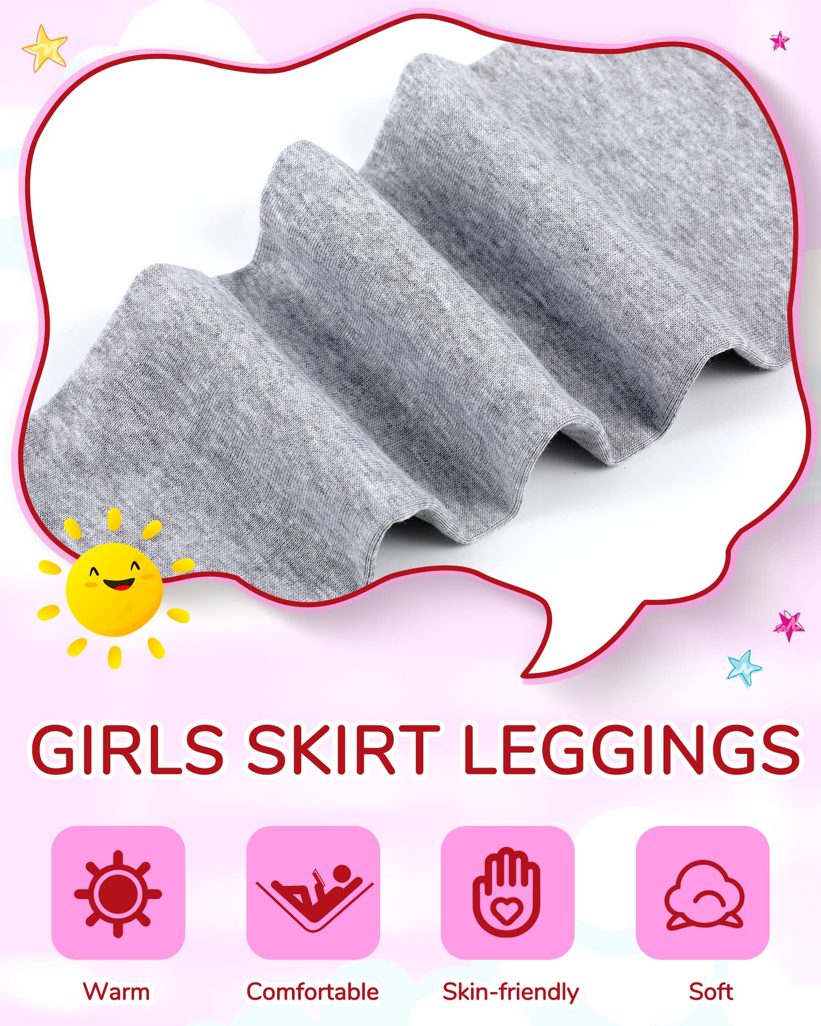 Taiyin Confezione da 5 leggings in cotone con volant, tutù, leggings senza piedi, con gonna, uniforme scolastica, per ragazze, autunno inverno