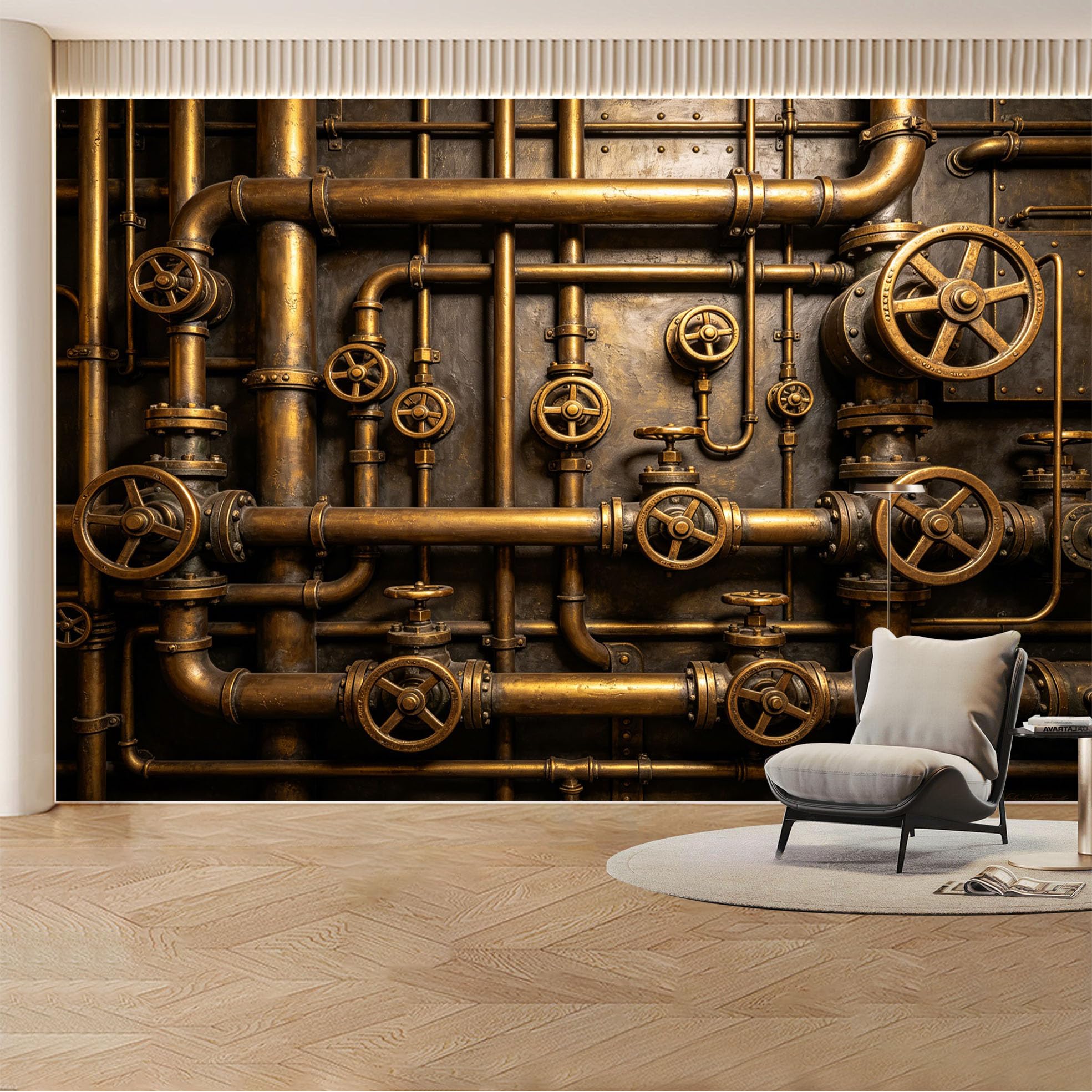 Custom Wall Mural Wallpaper Industrial Pipe Machinery Design 3D Effect Modern Wall Decor Vintage Steampunk Style Removable SelfAdhesive Large Photo for Living Room， Bedroom， Office