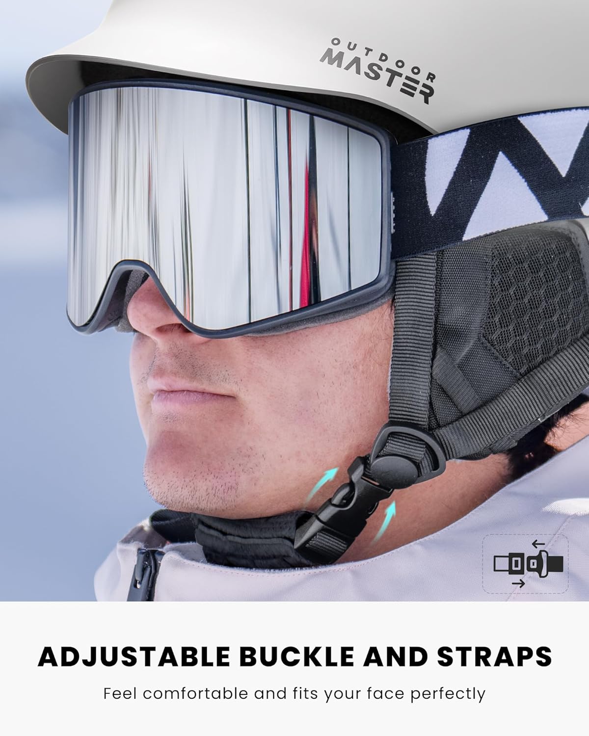 OutdoorMaster Suni Ski Helmet, Snowboard Helmet with Visor, Snow Sport Helmet for Men, Women & Youth | Dial Fit, Removable Velvet Liner & Ear Pads, Goggle Holder