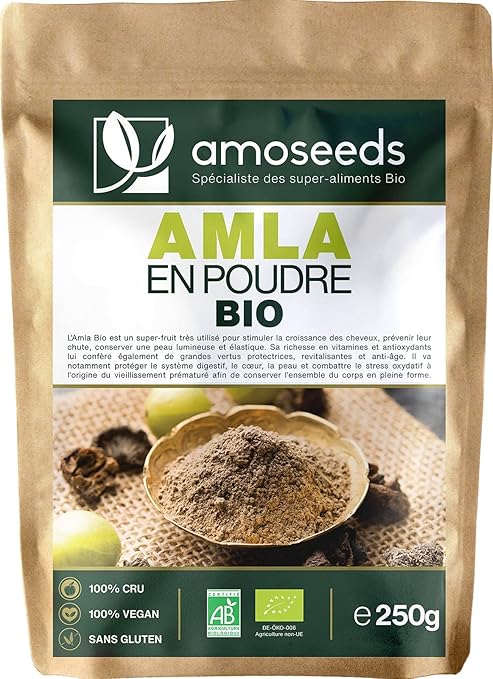 Amla en Poudre Bio 250G – Cheveux robustes, Anti-chute, Belle Peau, Vitamine C Amla en Poudre Bio 250G – Cheveux robustes, Anti-chute, Belle Peau, Vitamine C