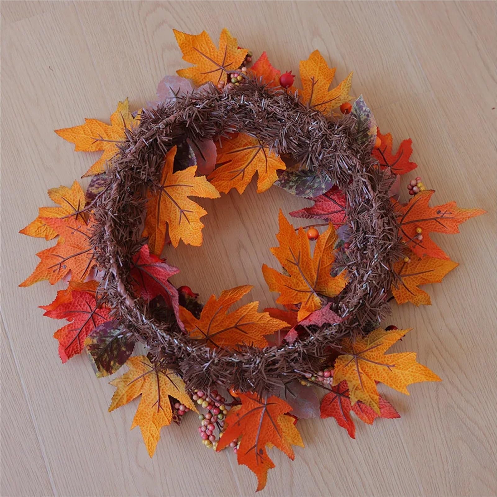 Türkranz Türkranz Herbst Ahorn Kürbis Kränze for Front Mit Berry Tannenzapfen Hause Außerhalb Dekoration Zur Dekoration(E-45cm)