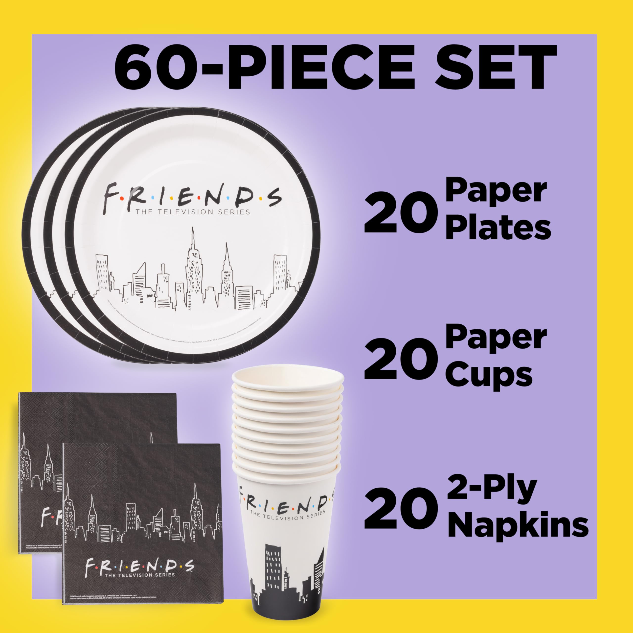Silver Buffalo The Friends 60 cnt Party-Set aus Papier, 60-teilig, mehrfarbig