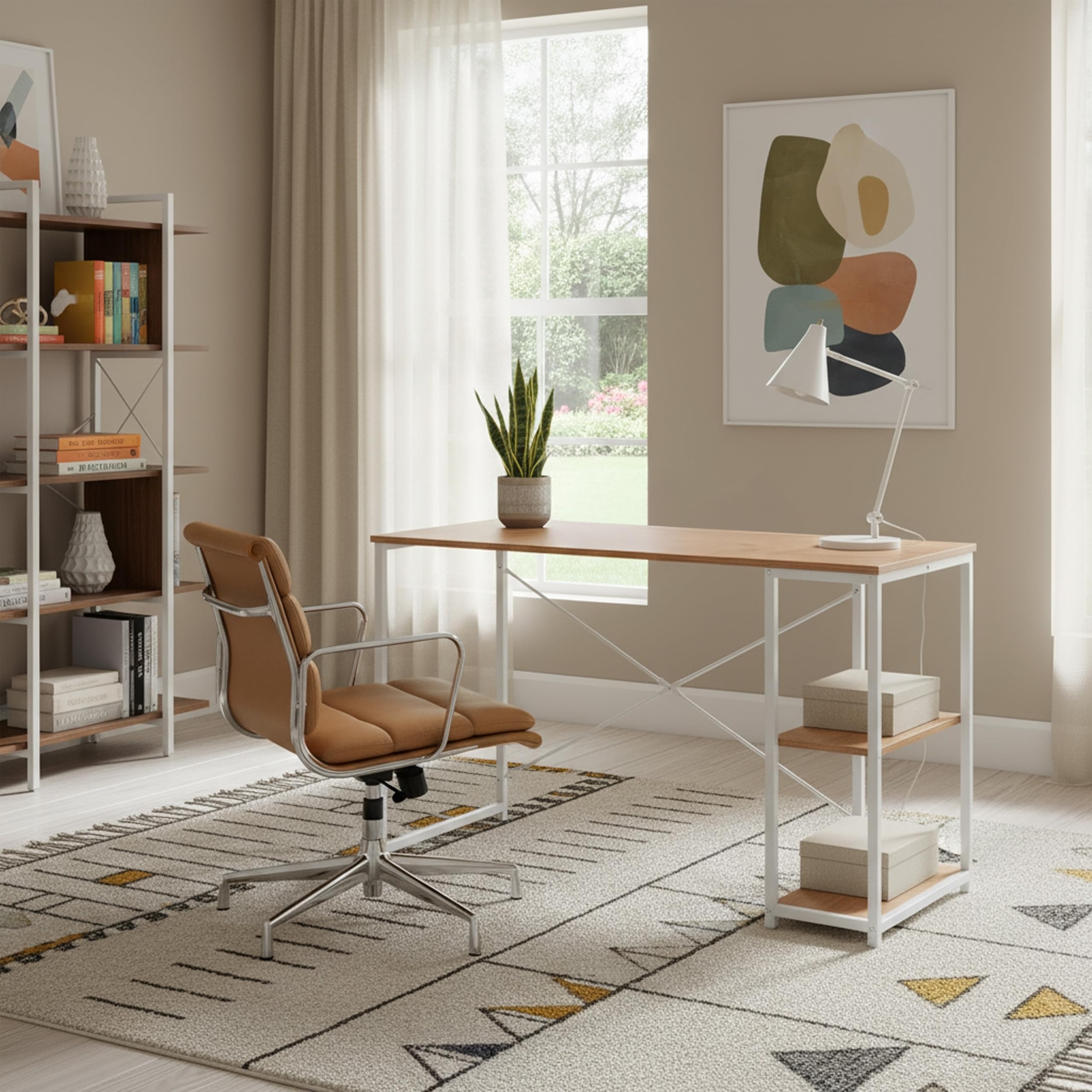 Mesa de trabajo Easy Up2 de 120 x 48 cm, combinación 2 en 1, gran superficie de trabajo, superficie robusta y fácil de limpiar, color blanco/roble