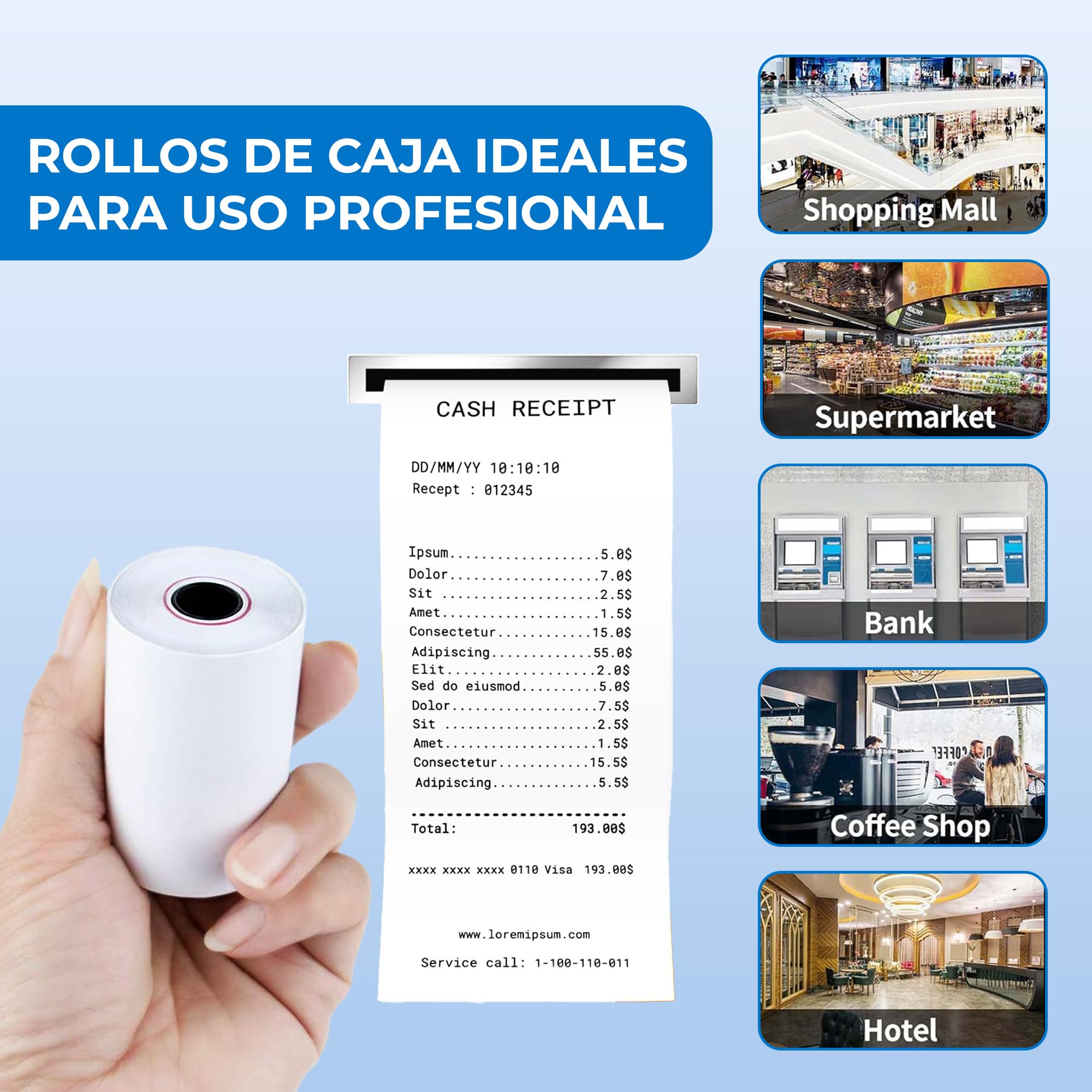 Double Dragon 57 x 40 mm Papel Térmico Premium para Recibos para Máquinas PDQ, POS, EPOS [Paquete de 20 unidades]