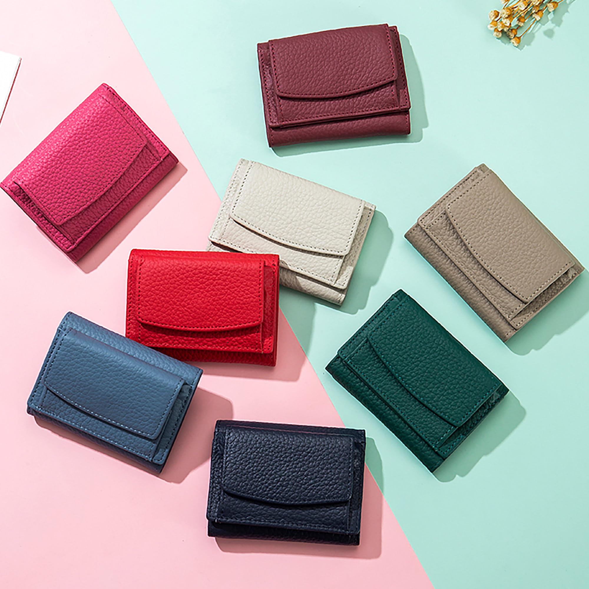 obatid Unisex RFID Blocking Mini Wallet with Coin Pouch, Anti-Credit Card Fraud Organizer Pocket, Foldable Slim Compact Card Holder (White)