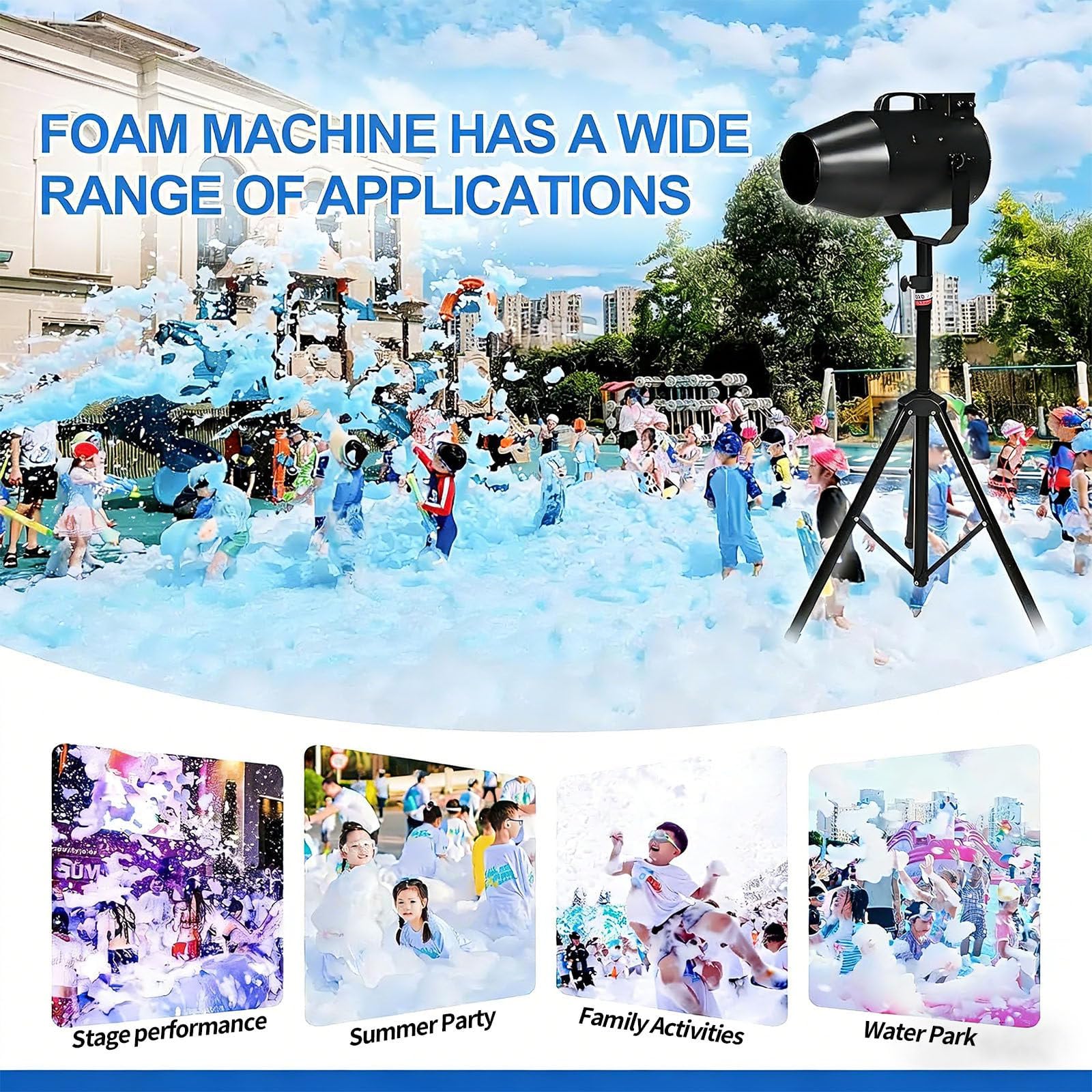 Schaumstoff Maschine Für Partys Im Freien Bühneneffekt Jet Schaummaschine 80㎡ Flächenabdeckung/6-10m Entfernung Für Garten, Pool, Veranstaltungen Im Freien, Geburtstage(Black)