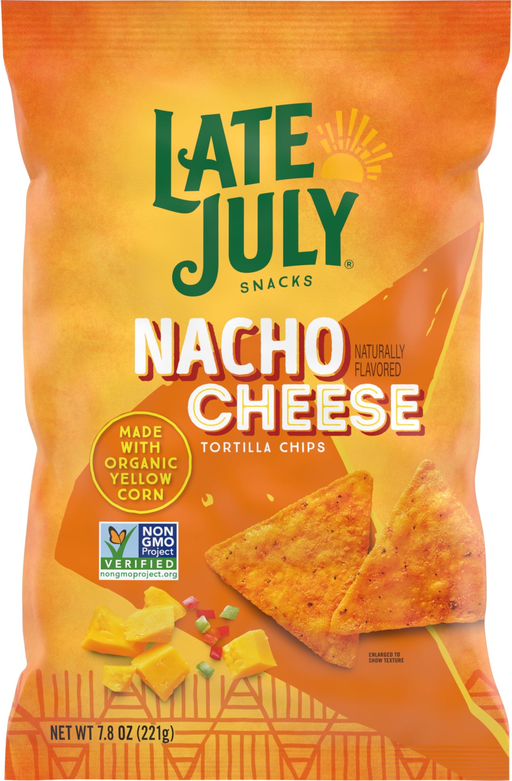 Late July Snacks Nacho Cheese Tortilla Chips, 7.8 oz Bag