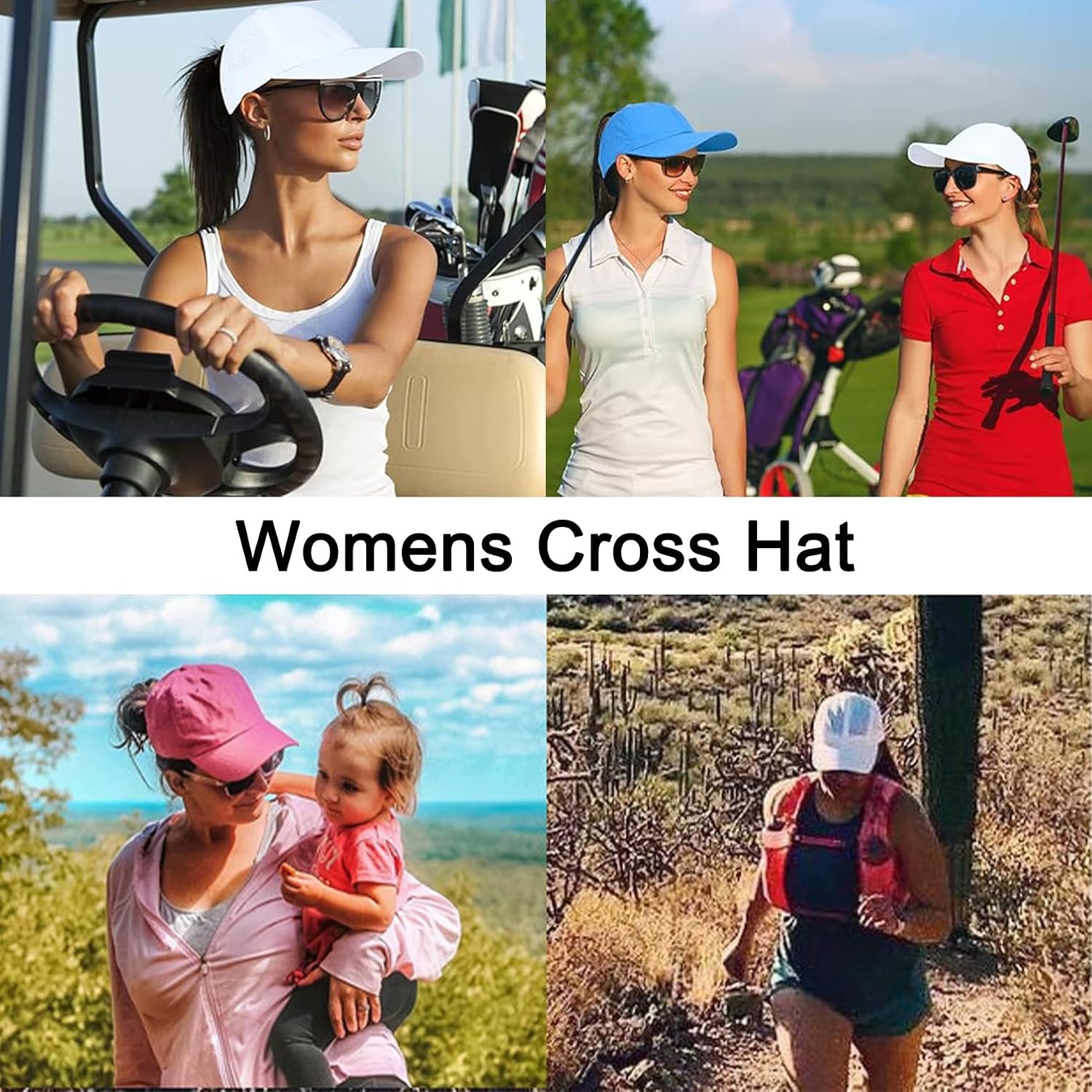 Cross Hat Womens Baseball Cap Cross Ponytail Hat High Messy Bun Hats Adjustable Quick Drying Mesh Hat
