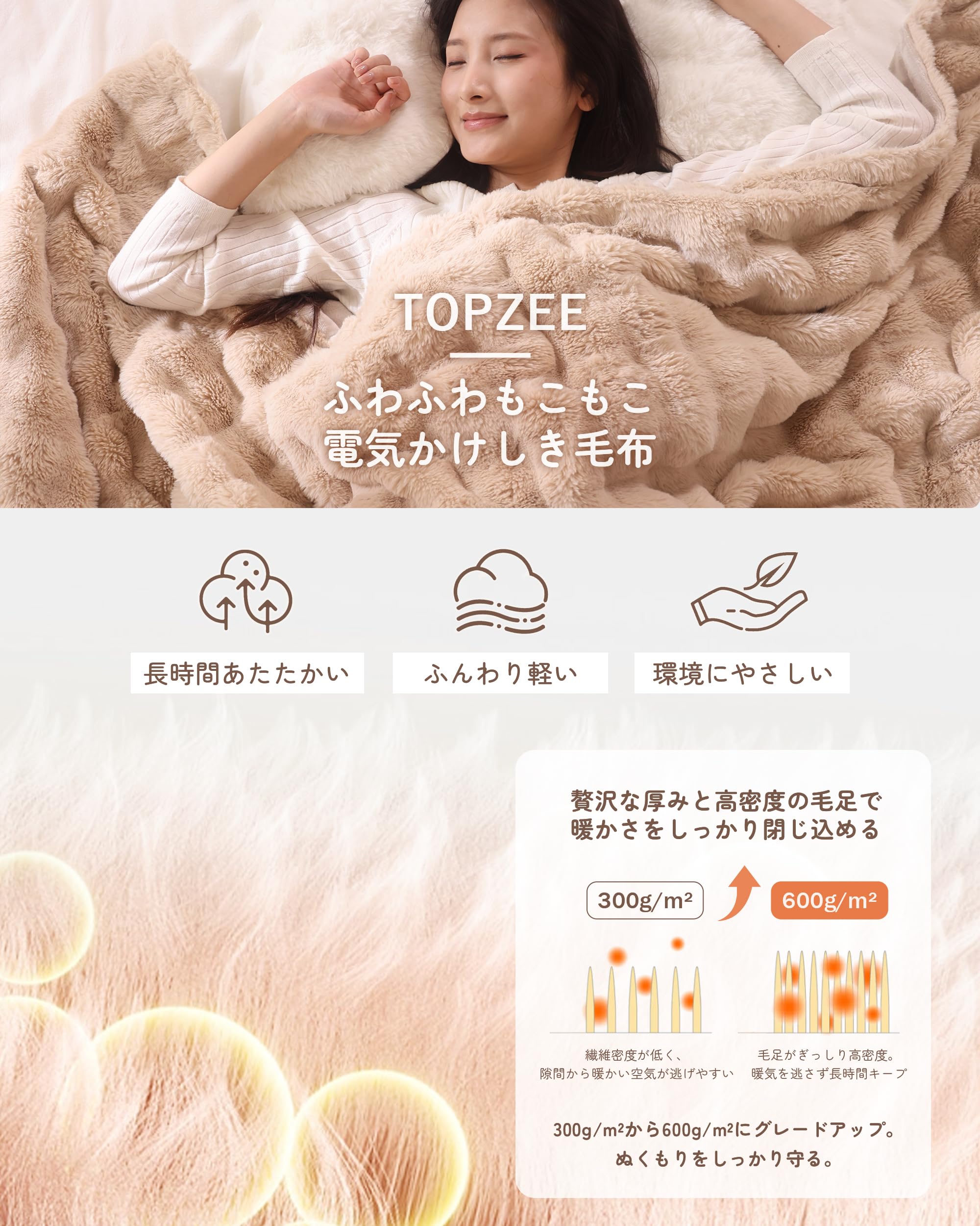 新品未開封 TOPZEE 電気毛布 188×130cm 掛敷兼用 10段階調整 Amazon.co.jp : 電気毛布 掛け敷き兼用 TOPZEE 電気掛敷毛布 ラビット