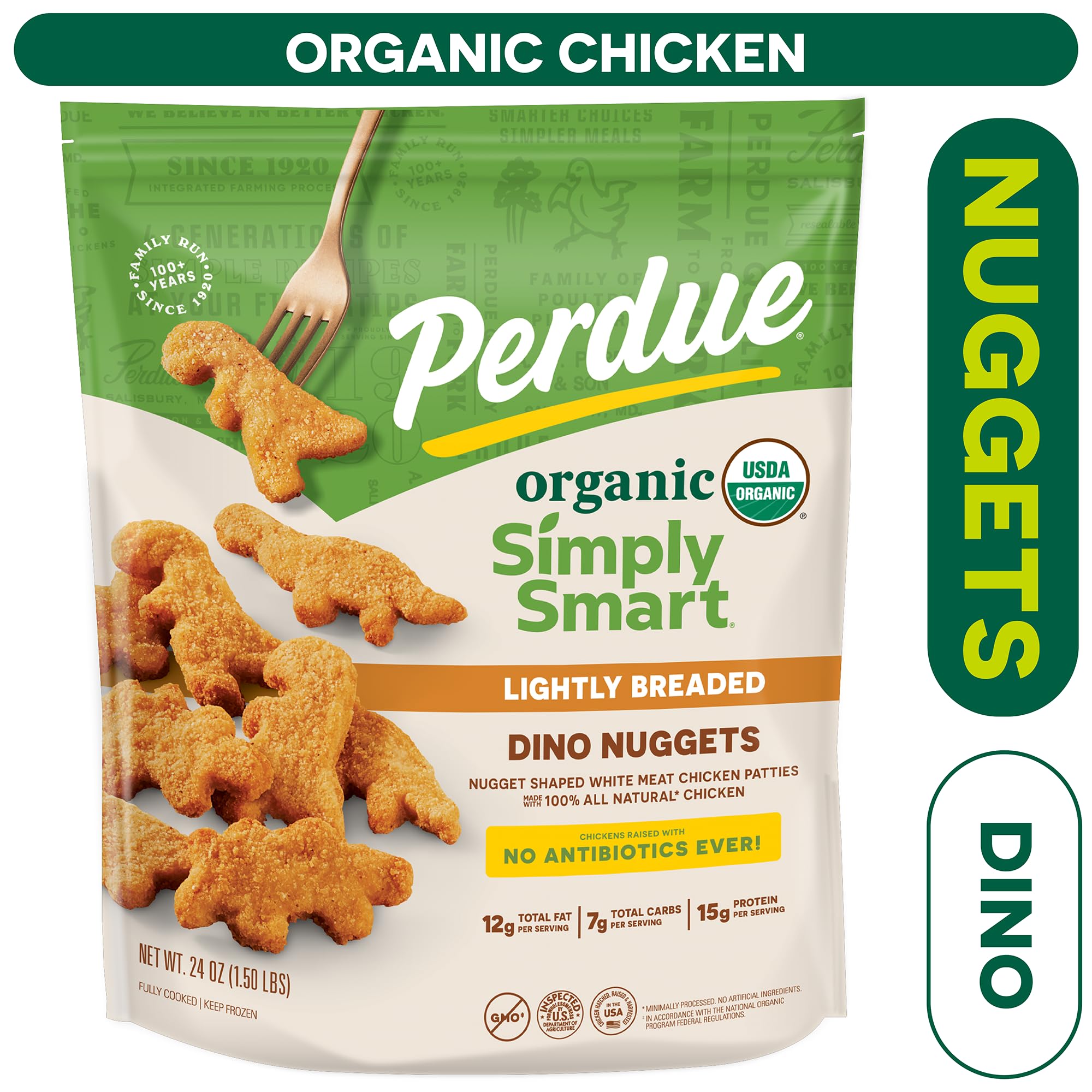 Perdue, Chicken Nugget Dino Frozen Organic, 24 Ounce