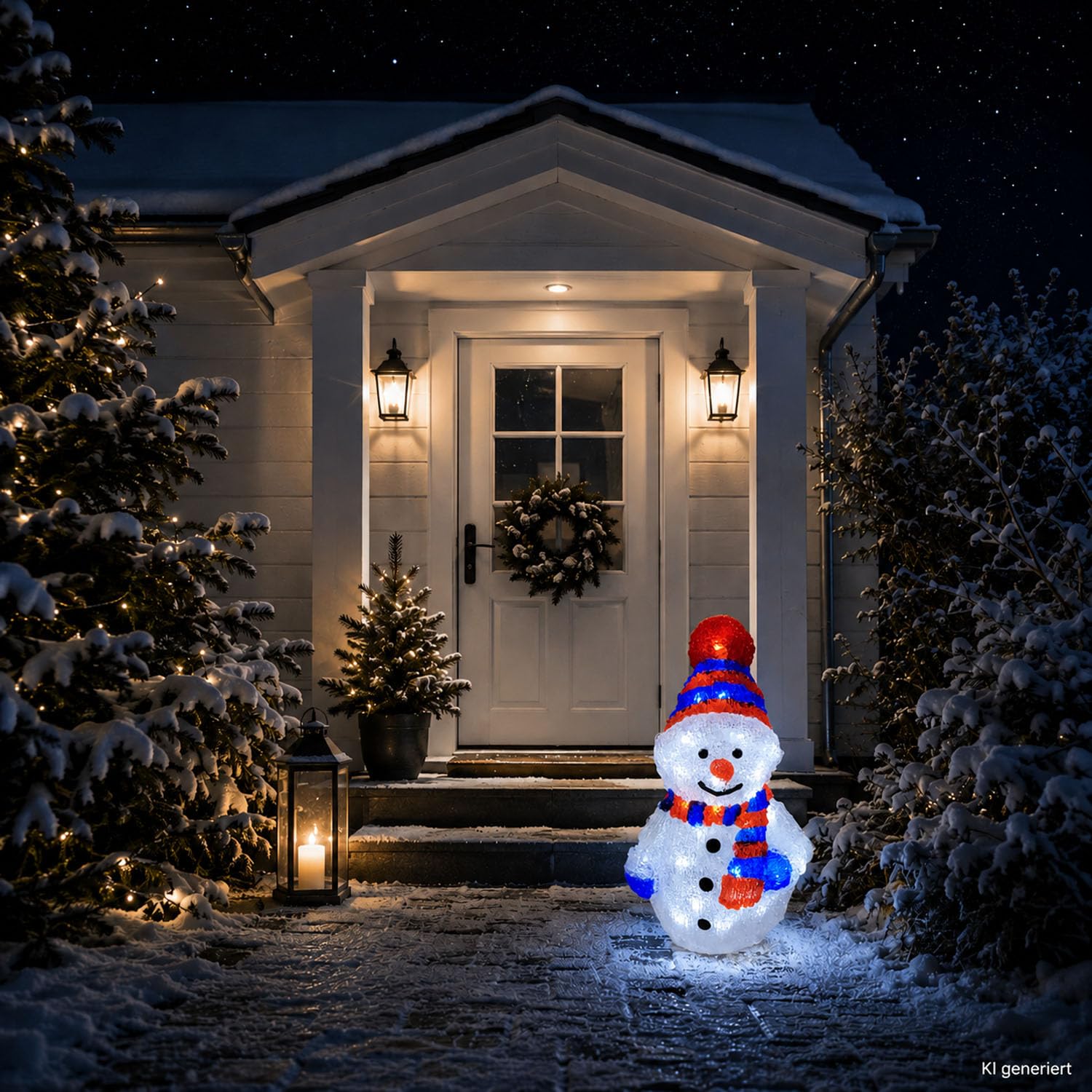 XXL Schneemann Acryl Beleuchtung Figur kaltweiß 96 LEDs Außenbeleuchtung