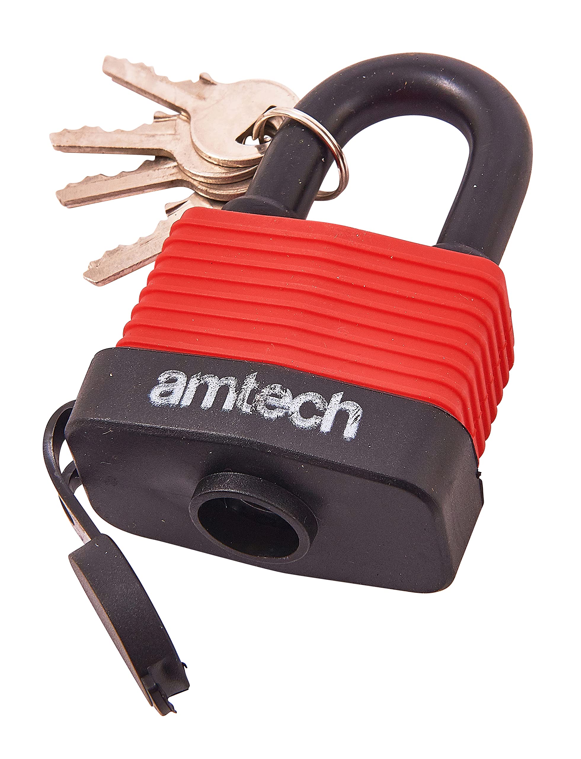 Amtech 50mm Weatherproof Padlock, Brass Barrel with 9mm Coated Shackle and 4 Keys, for Securing Gates, Sheds and Outdoor Equipment.