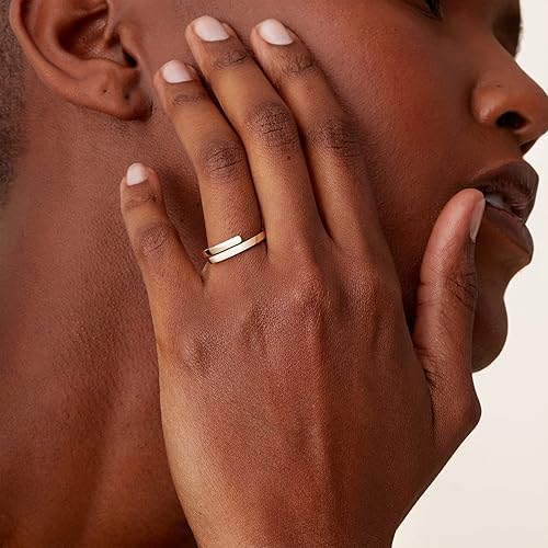 Miniatura 5 de PAVOI Anillo apilable giratorio chapado en oro de 14 quilates para mujer