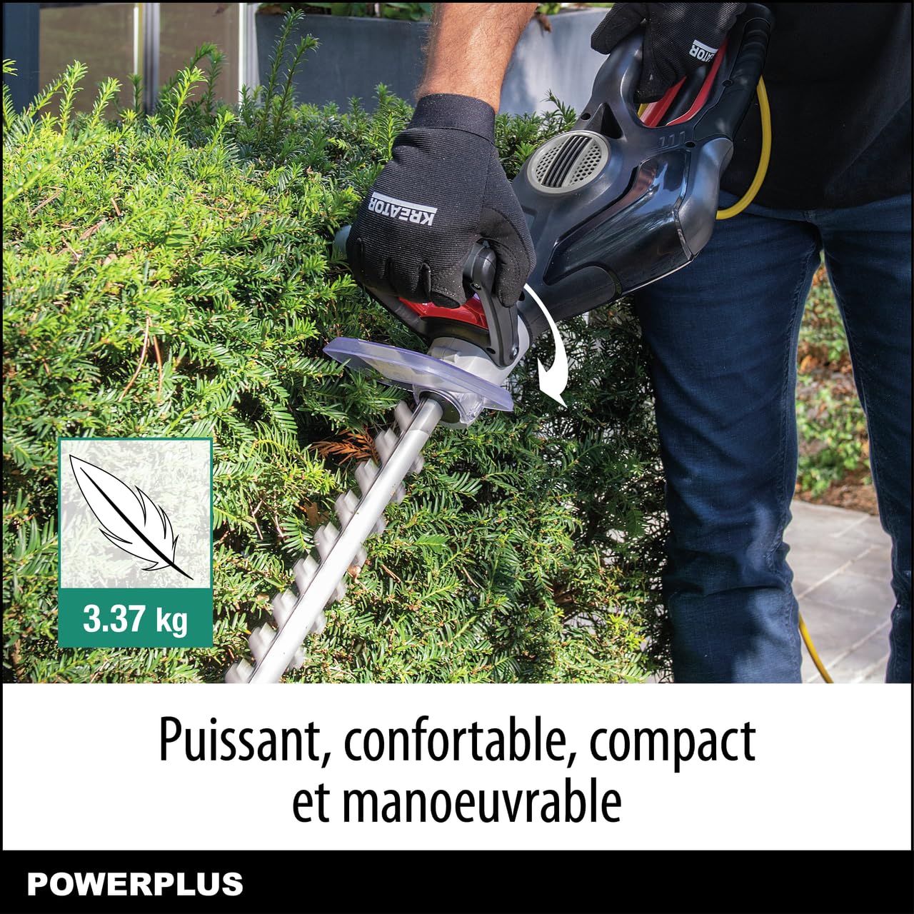 Powerplus Taille-Haie Électrique POWPG30230 - Taille Haie Electrique de 600 W, Lame de 600 mm et Écart de 20 mm, Outillage de Jardin pour Couper Les Buissons, Les Haies et Les Plantes