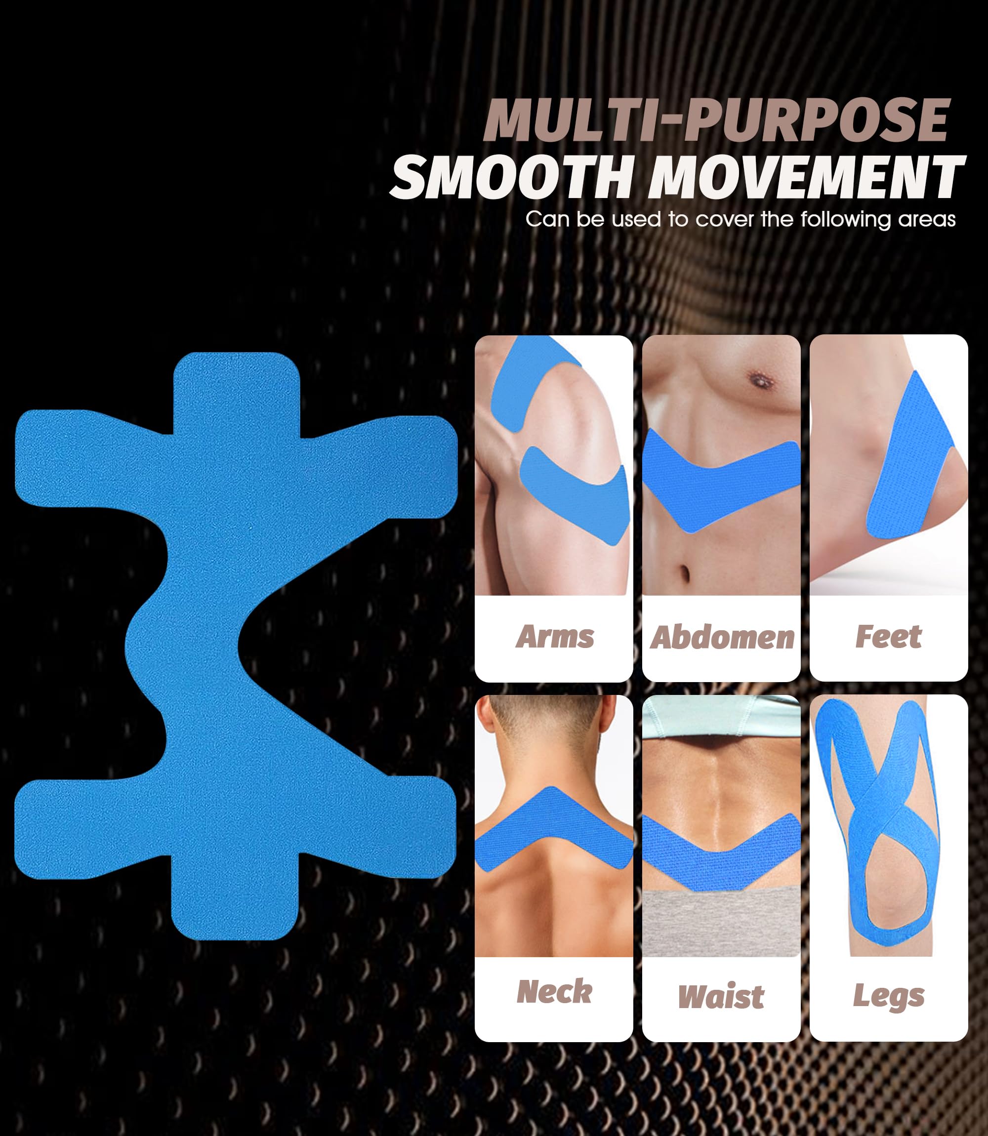 Precut - Cinta de kinesiesio para tobillo, 10 unidades, cinta de kinesiología para el tobillo, apta para la piel con perfecta comodidad, resistente al agua