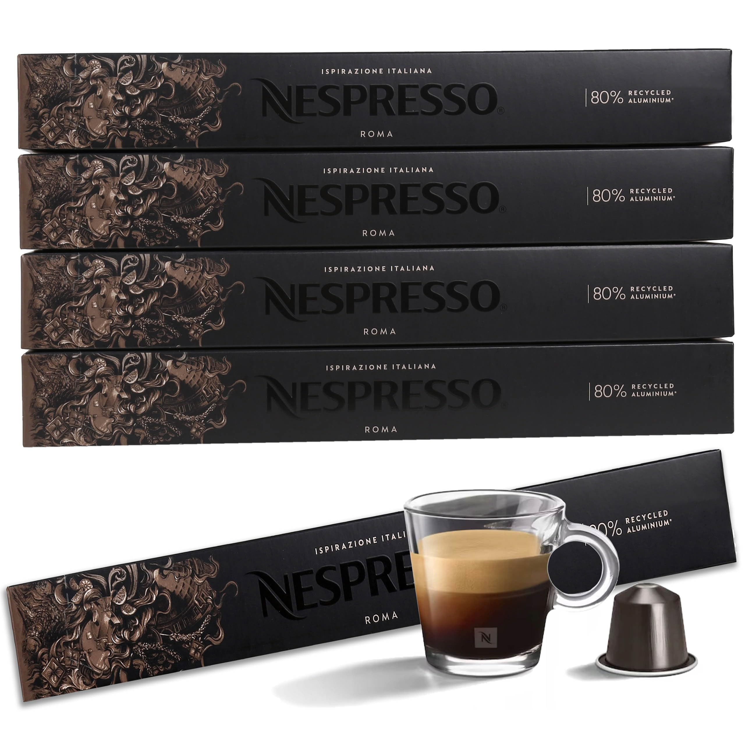 Café en cápsulas aromatizado compatible con Nespresso (50 cápsulas, Roma)