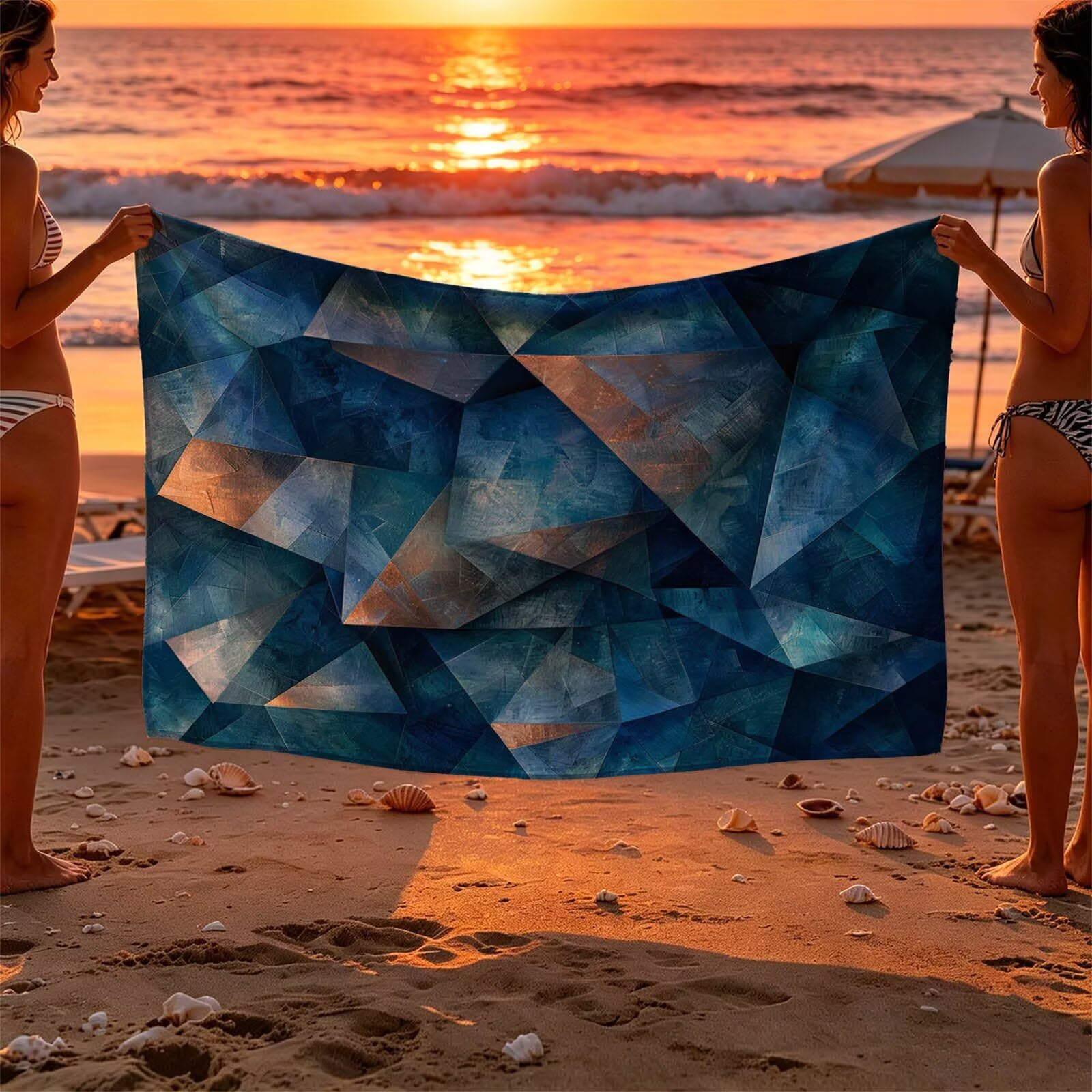 Triángulo Toalla Playa 160x220 Resistente a la Arena Secado rápido Ligero, Toalla Playa Grande 220 x 160cm Suave Cómodo como Gym Yoga Sauna Toallas Baño Grandes Travel Essentials Cuadrado XTLS-3317