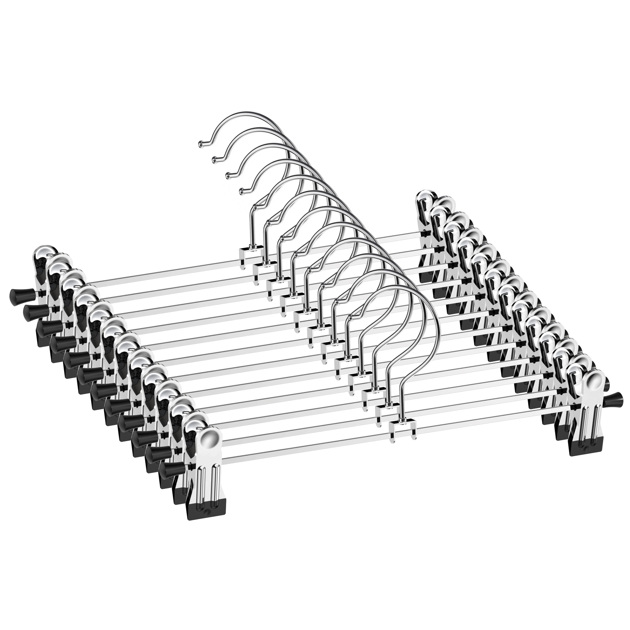 Pants-Hangers-12PCS-Skirt-Hangers-Pant-Hangers-with Clips Slack Hangers Pants Trouser Hangers Clothes Hangers for Pants
