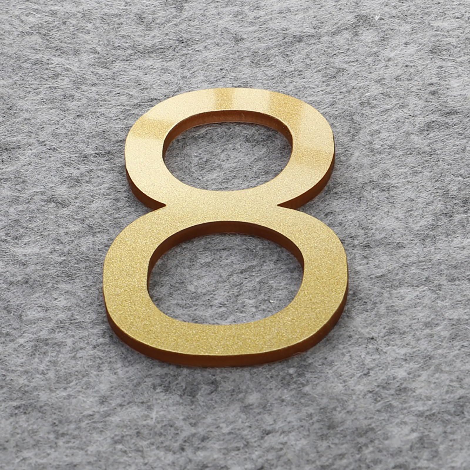Self Adhesive House Numbers Stickers 2/3/4 Inch Modern Acrylic Door Number Gold/Silver/Black/White Address Mailbox Sign, for Wall Decor Hotel Apartment Cafe Room Yard Office Garden Street(Gold 8,3In)