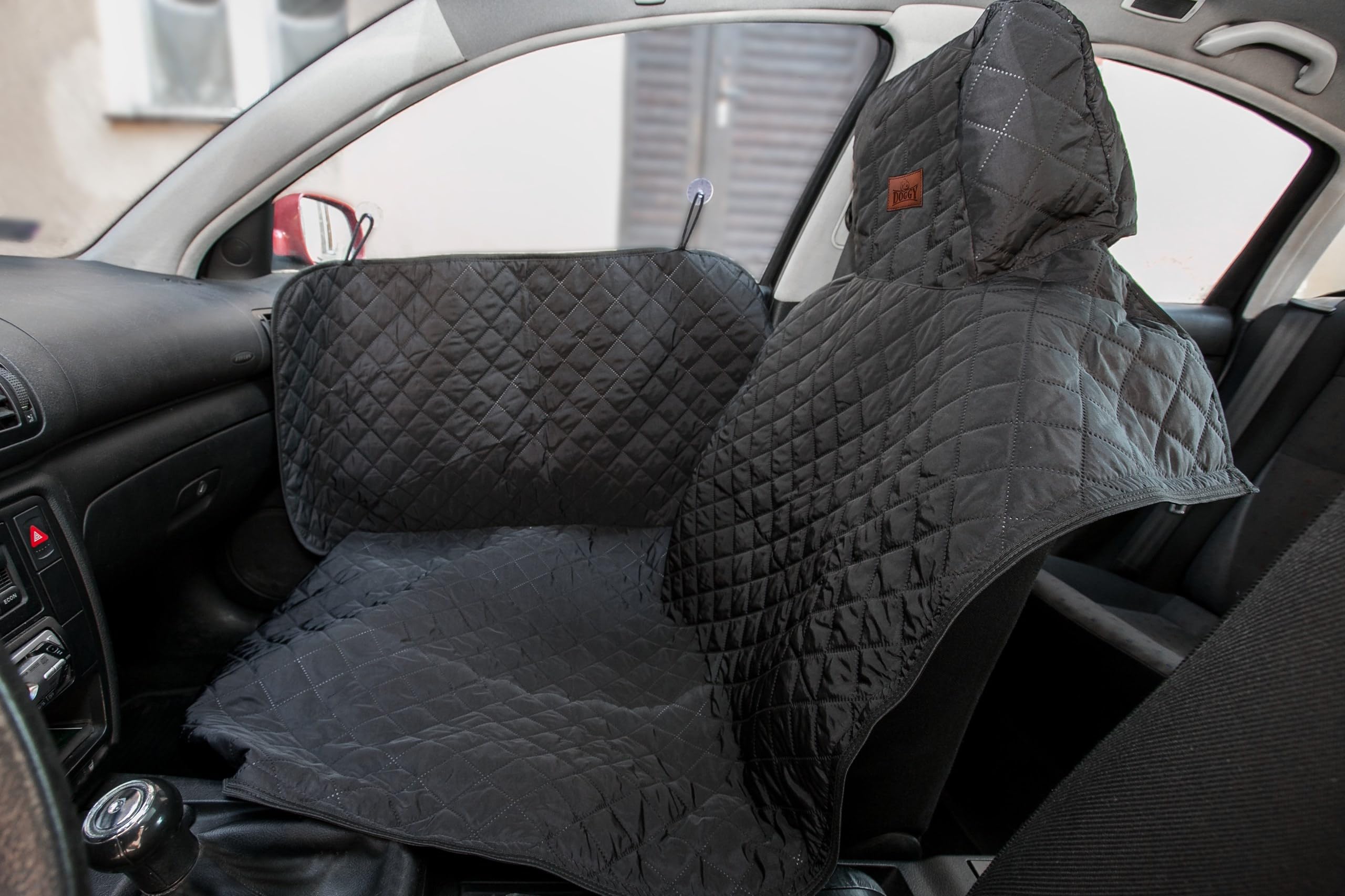 Cubierta para coche para tumbonas de coche, para perros, con cierre de velcro y laterales, 220 cm, color negro
