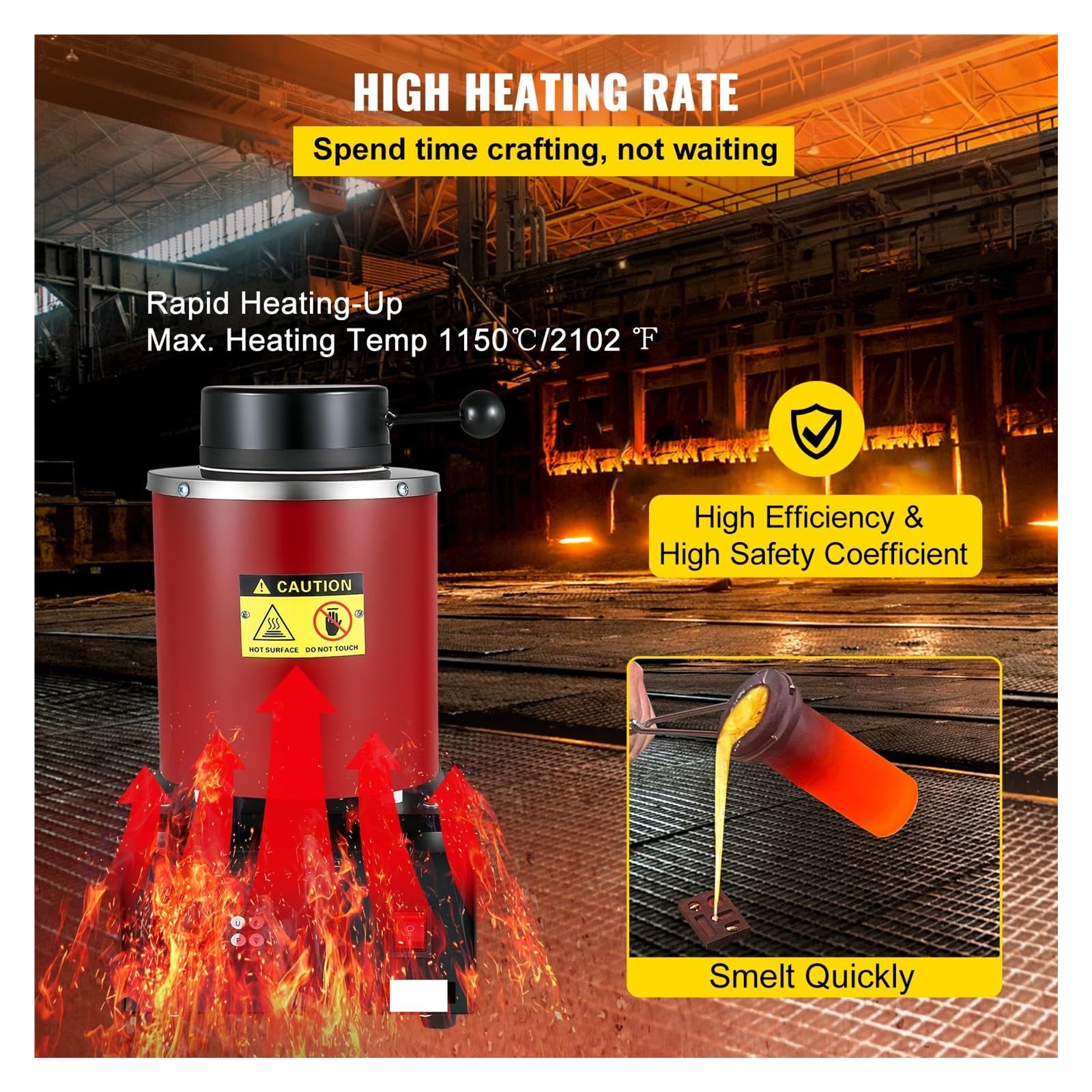 Horno de fusión de Metal de 3KG con pantalla LED, herramientas de fabricación de joyas, Kit de horno de plata y oro precioso, máquina de crisol
