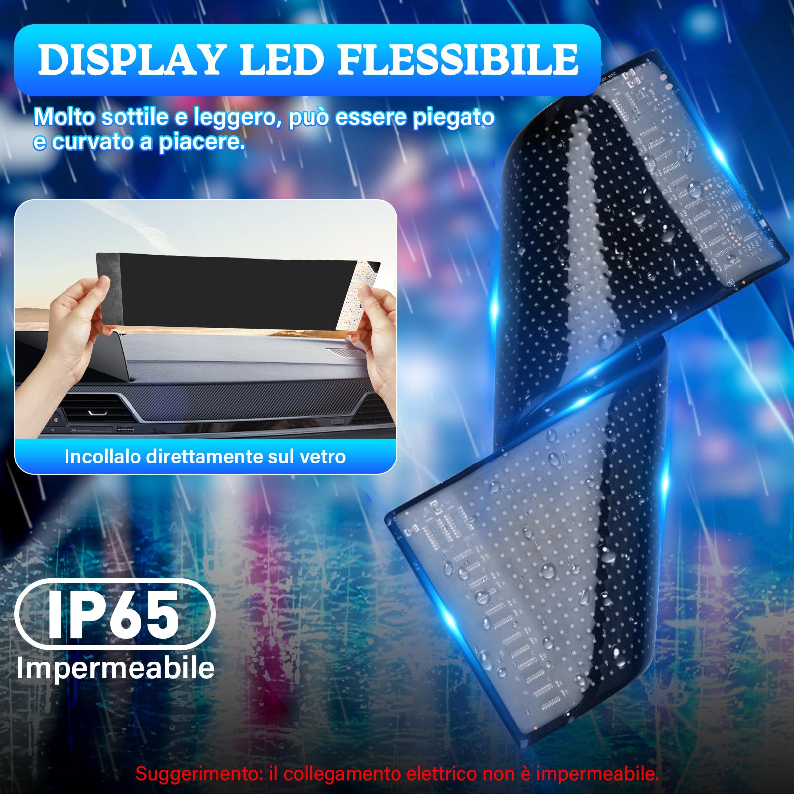 2 Pz Occhi LED per Camion, Luci Devil Eyes per Auto, Schermo LED Flessibile e Programmabile, Pannello Pubblicitario per Auto, Camion, Negozio, Design DIY Dinamico