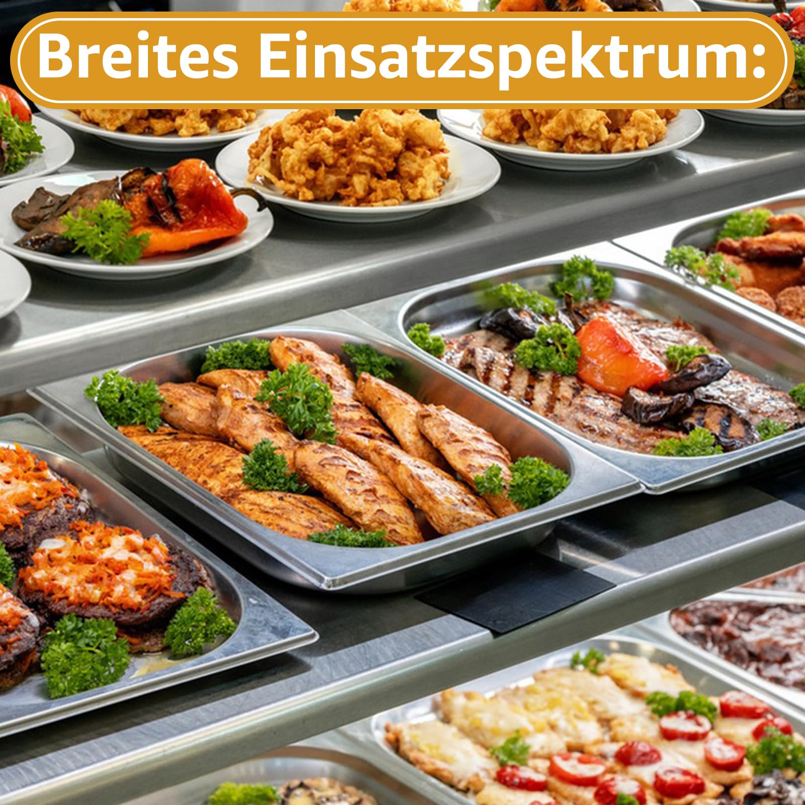 Bac Gastronorme GN 1/3, 4 PCS 3,7 L Récipient de Restauration en Acier Inoxydable, Bac Inox Alimentaire Profondeur 6,4 cm, Anti-adhérent et Antirouille pour Cuisine de Restaurant Gril