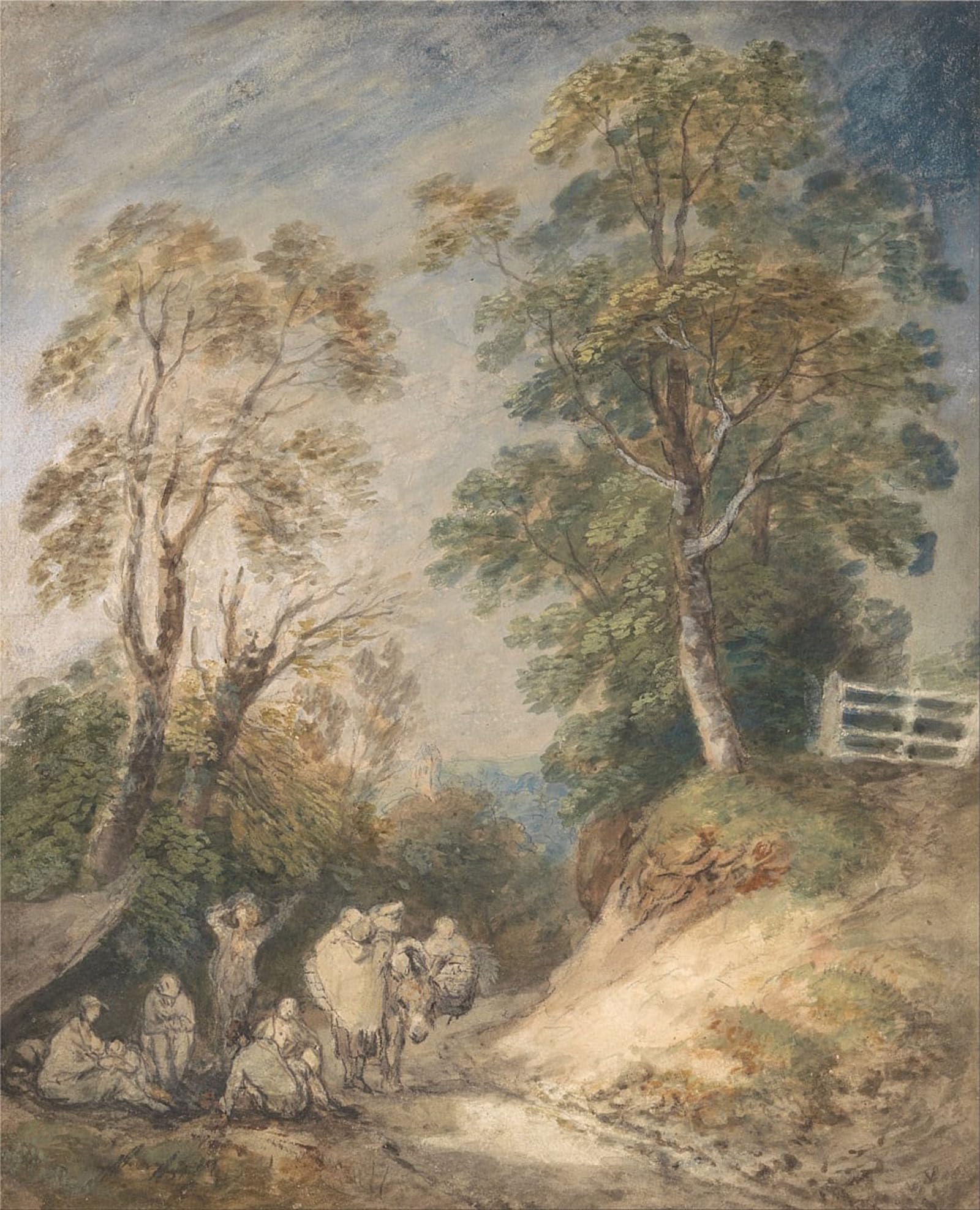 SERENDIPITP Retro Picture Poster Wall Art Pictures Painting Country Lane with Gypsies Resting by Gainsborough Wall Art Canvas Print for Wall Decor 60x90cm