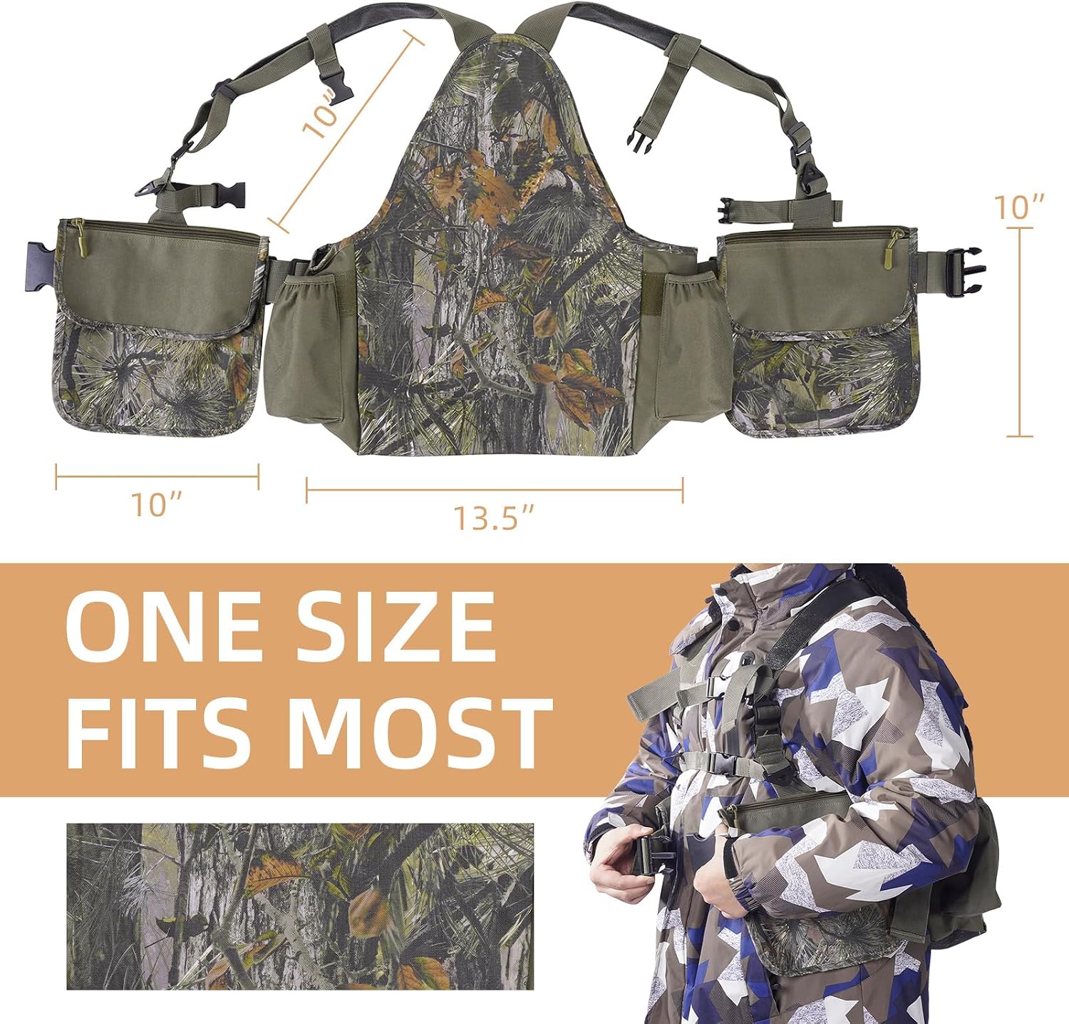 Hunting Vest Tactical Vest for Men and Women, Adjustable Hunting Backpack with Multi Pockets for Outdoor Activities