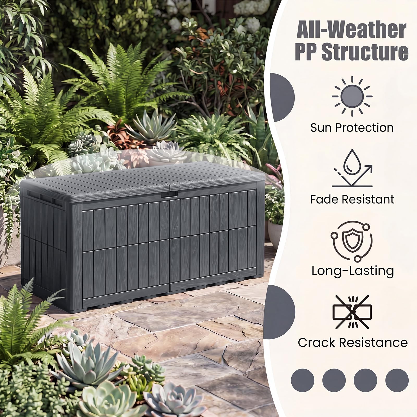 RELAX4LIFE Coffre de Jardin Boîte Extérieur en Résine (L | 680L,Anthracite)