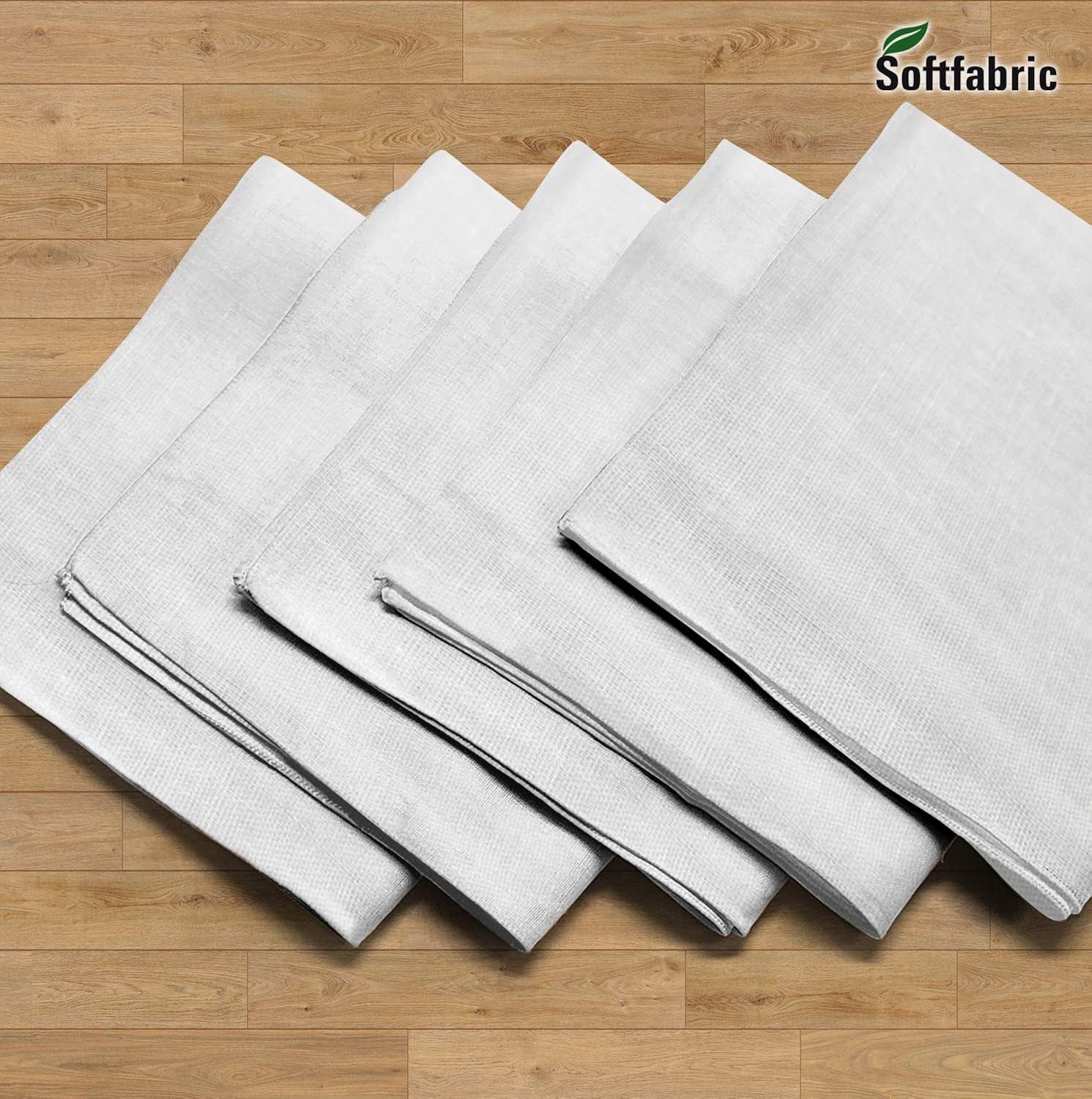 Softfabric Men's White Handkerchiefs, 100 Pure Soft Cotton