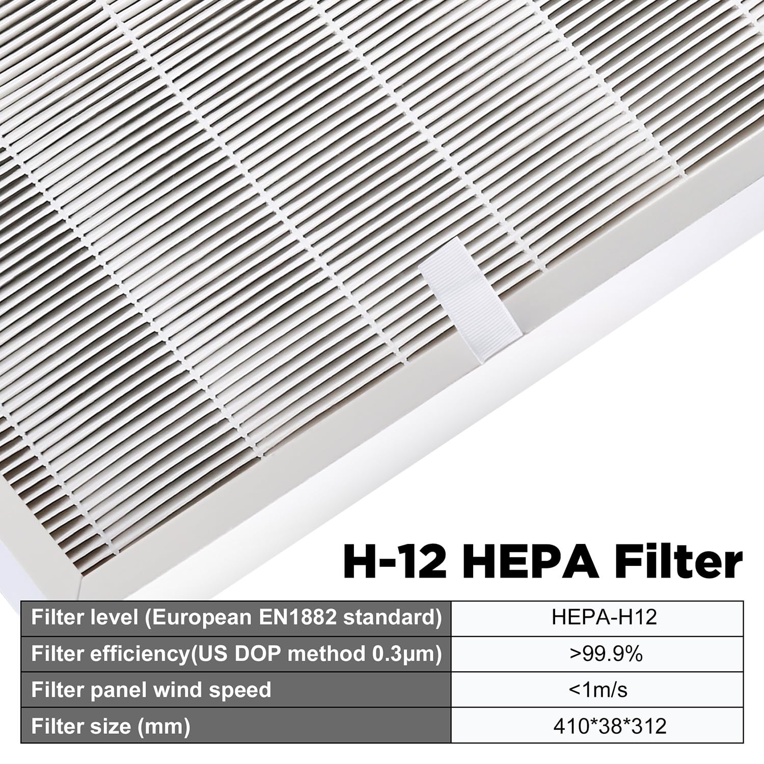 FFU H12 Filtro HEPA di ricambio (41 x 31,2 x 3,8 cm), compatibile con cappa FFU Laminar Flow (solo filtro)