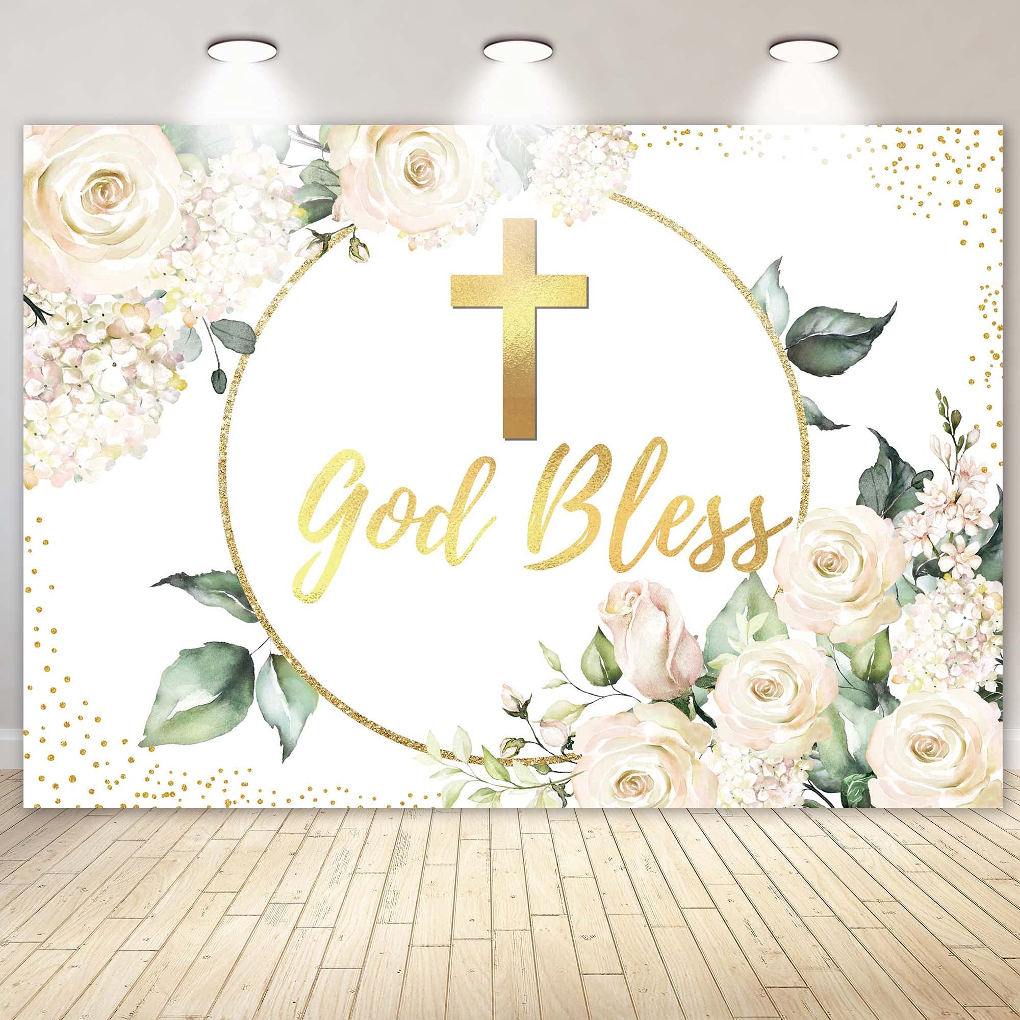 Buy LIVUCEE 7x5ft Polyester Fabric God Bless Backdrop First Holy