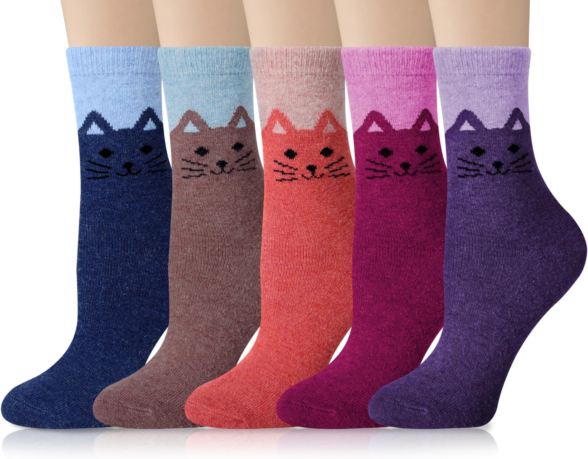 YSense5 Pack Womens Thick Warm Comfort Cotton Casual Wool Winter Socks