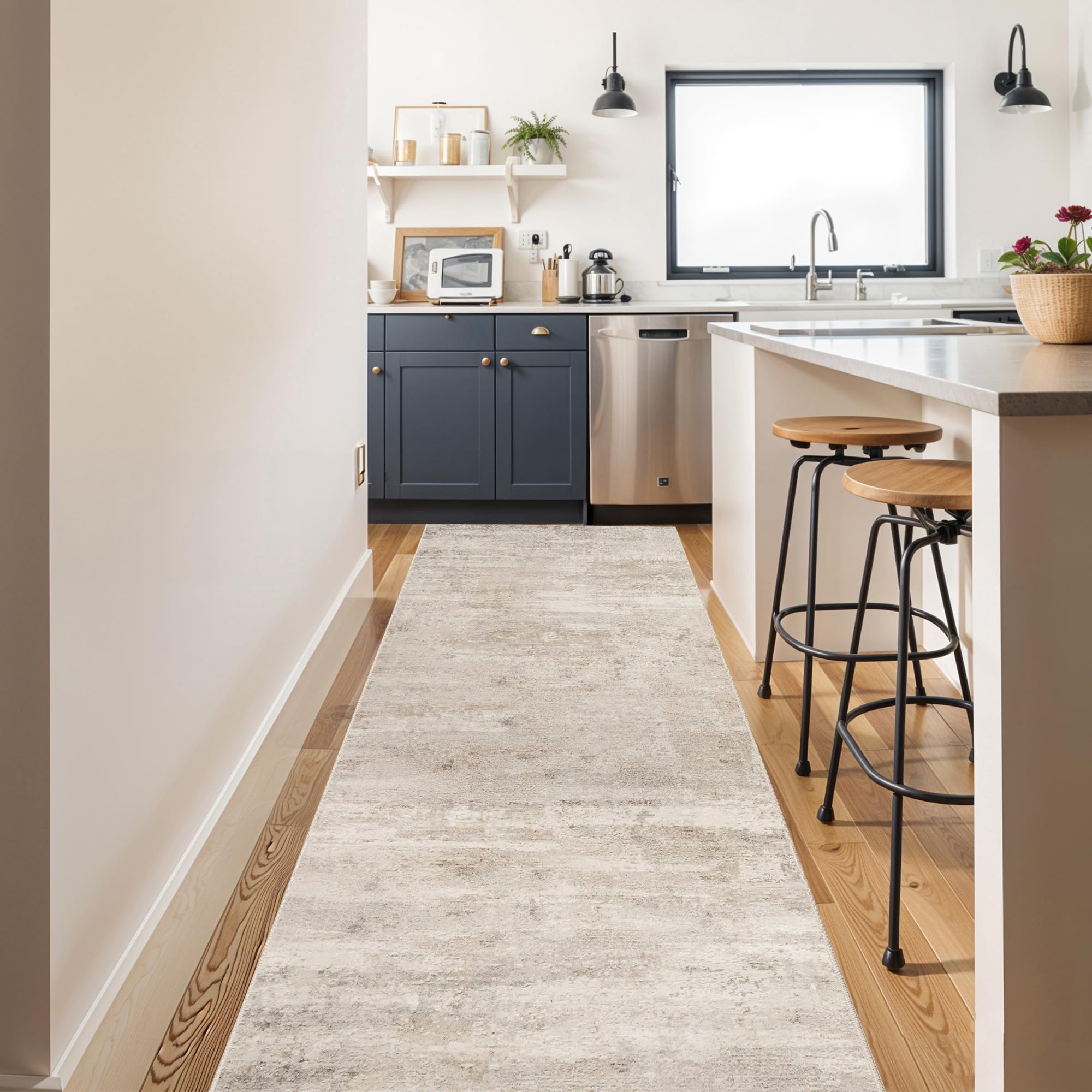 3x10 Washable Hallway Runner Rug - Indoor Modren Abstract Kitchen Carpet with Non Slip Backing Home Decor Long