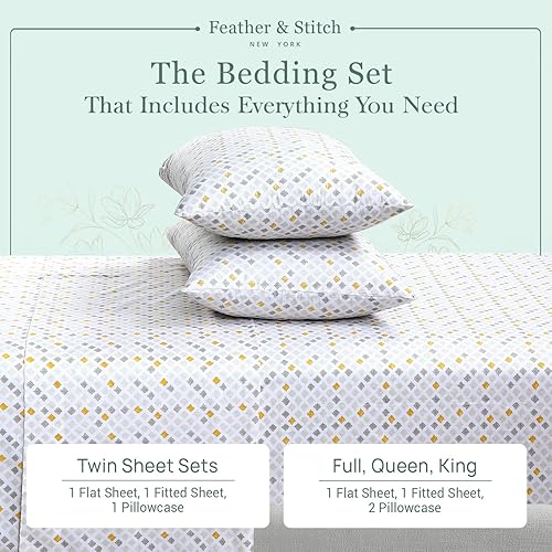Miniatura 4 de Feather  Stitch - Juego de sábanas de percal de 300 hilos con bolsillos profundos