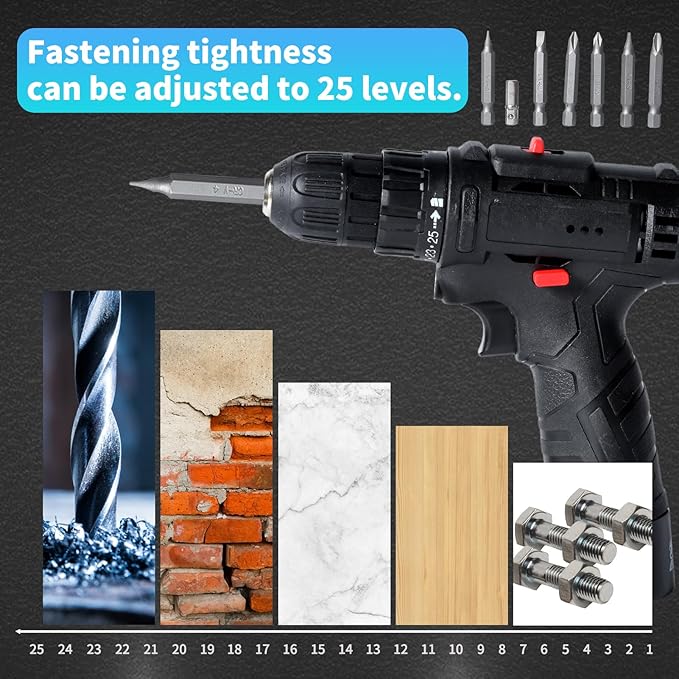 Taladro Eléctrico Inalámbrico Jadeshay 12V con 3 Baterías y 24 Accesorios miniatura 4