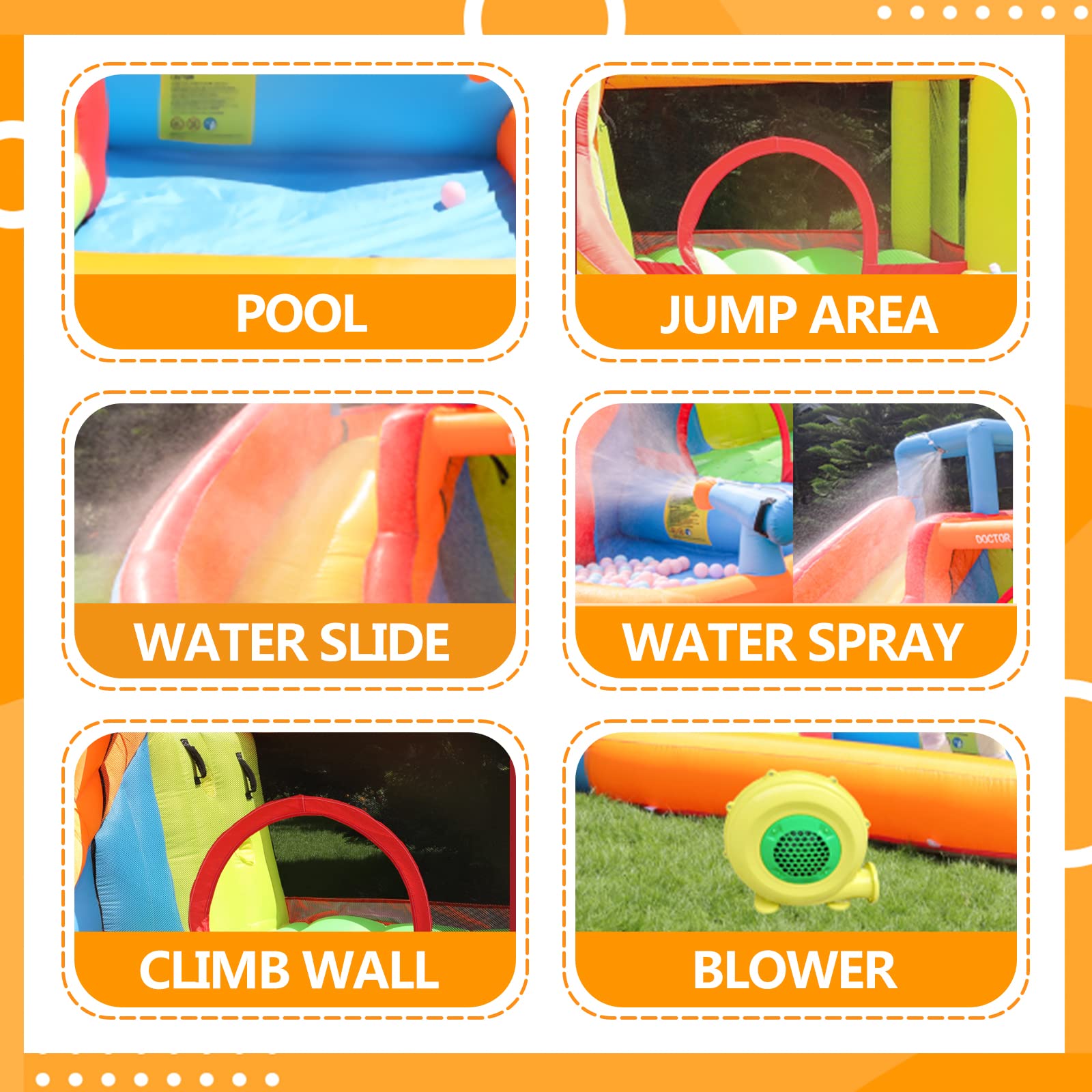Doctor Dolphin Inflatable Bounce House Water Slide, Bouncy House With Slide, Water Bounce House With Waterslide, Water Park For Wet And Dry(Blower Included