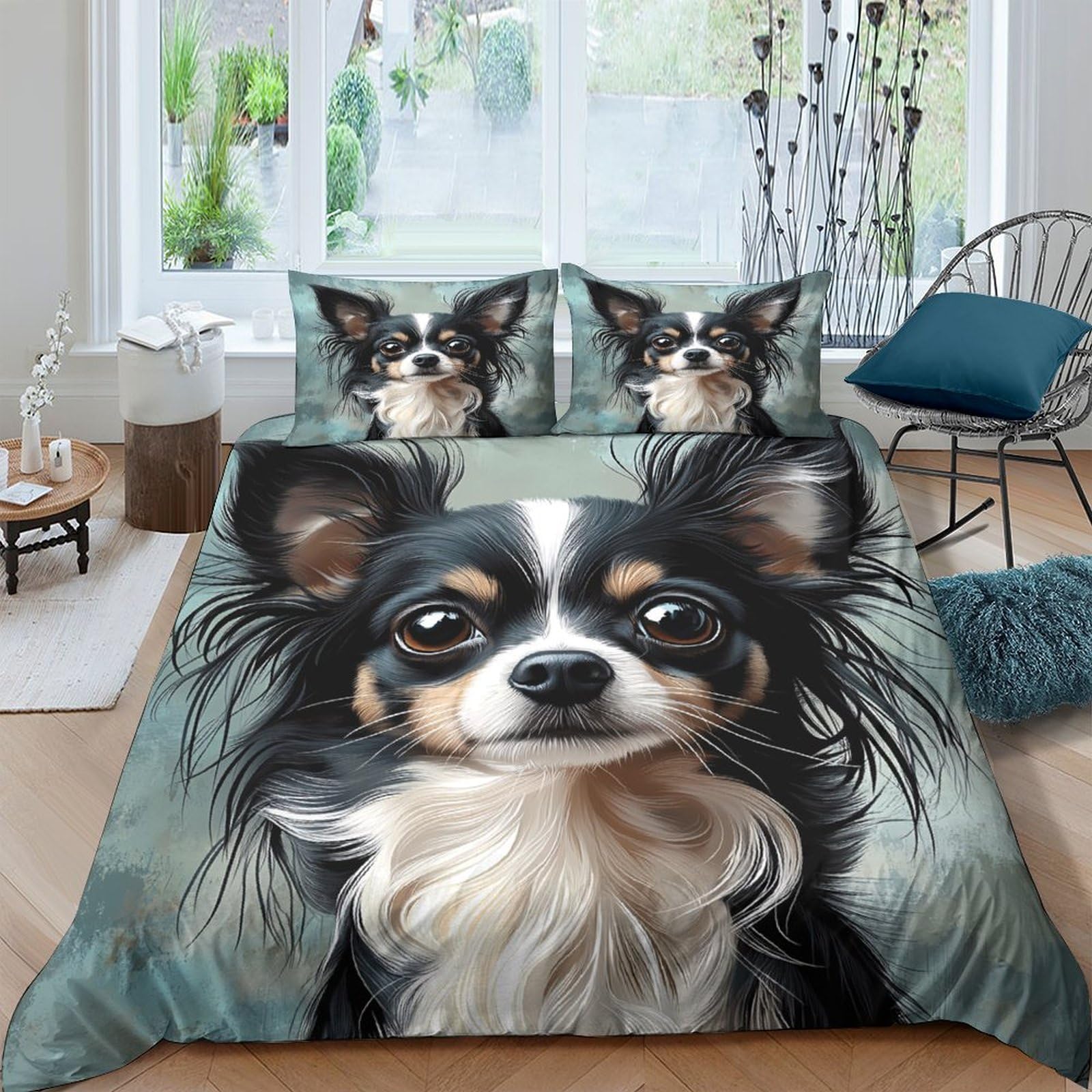 Ctjqhvkz Style-8 3D Printed Chihuahua Dog Fitted Sheet Microfiber Cartoon Pet Bed Cover For Bedroom Dorm Easy Care Decorative Single（135X200cm）