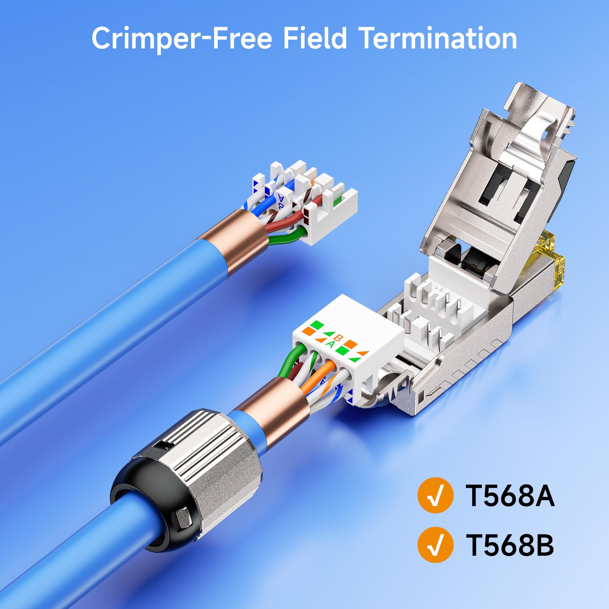 Cable Matters 6-Pack Tool-Free 10Gbps Shielded Cat6A RJ45 Termination Plug — Amazon image 2