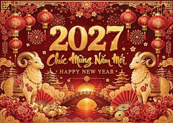 Vietnamese New Year 2027 Backdrop 8x6FT Red Vietnamese Lunar New Year of the Horse Photography Background New Years Party Decorations Supplies Photo Props