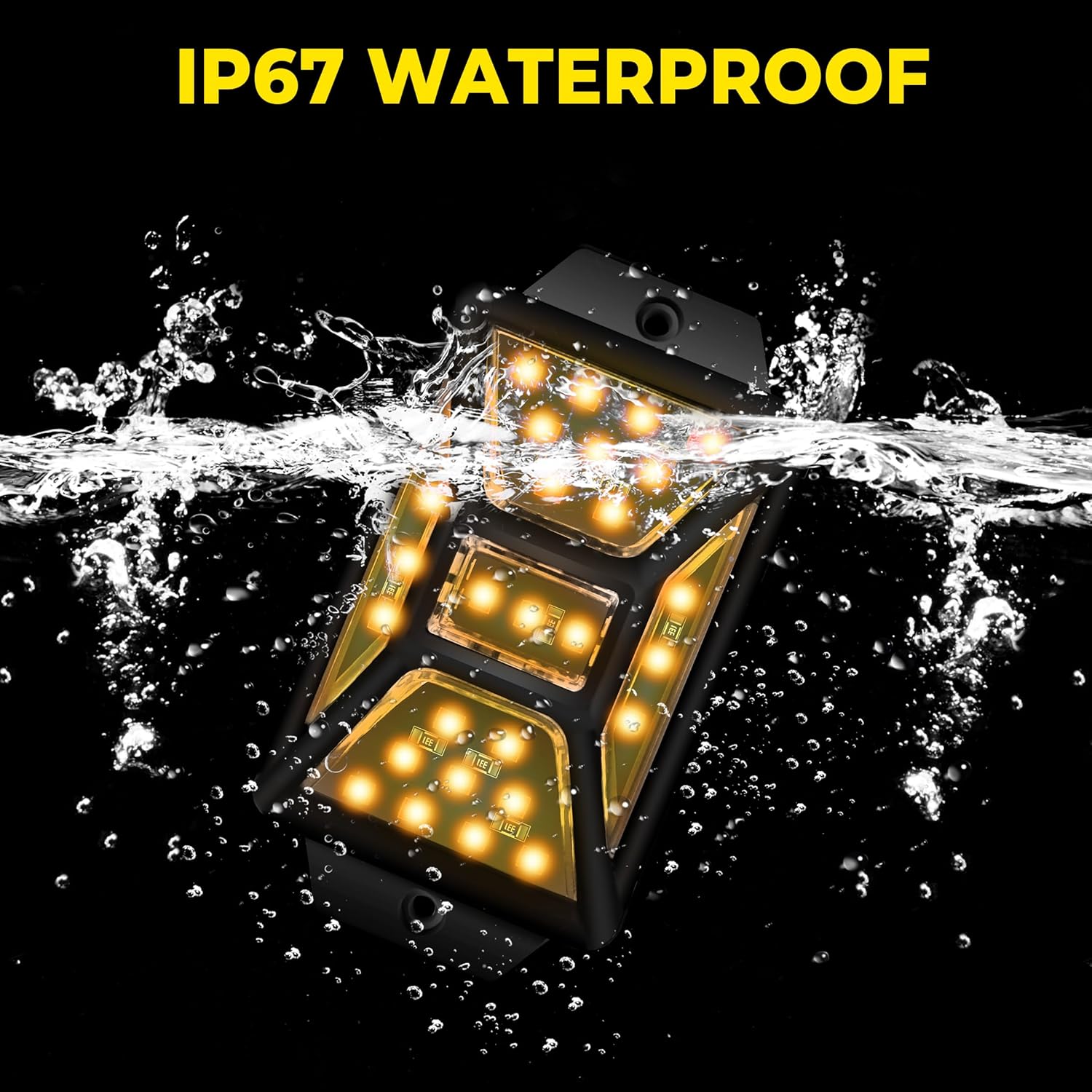 8 Pods Amber Rock Lights with 2 Pack Connectors Extension Wires,Waterproof Rock Lights Compatible with Trucks Jeep UTV SUV ATV Boat Golf Cart, High Bright Underglow Car Kits,Two-Path Led Rock Light